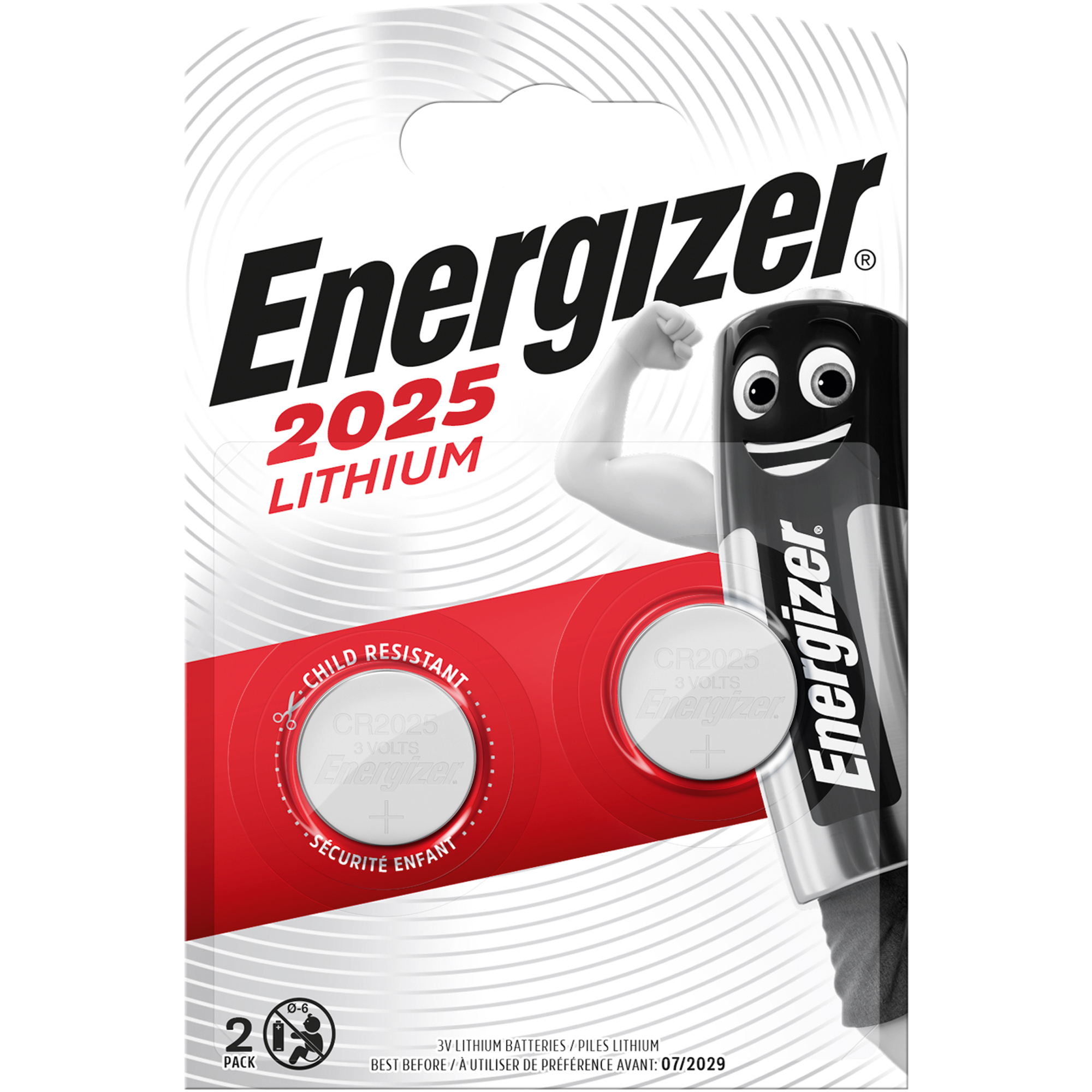 Energizer Knopfzelle CR 2025 E301021502 Lithium 2 St.Pack.