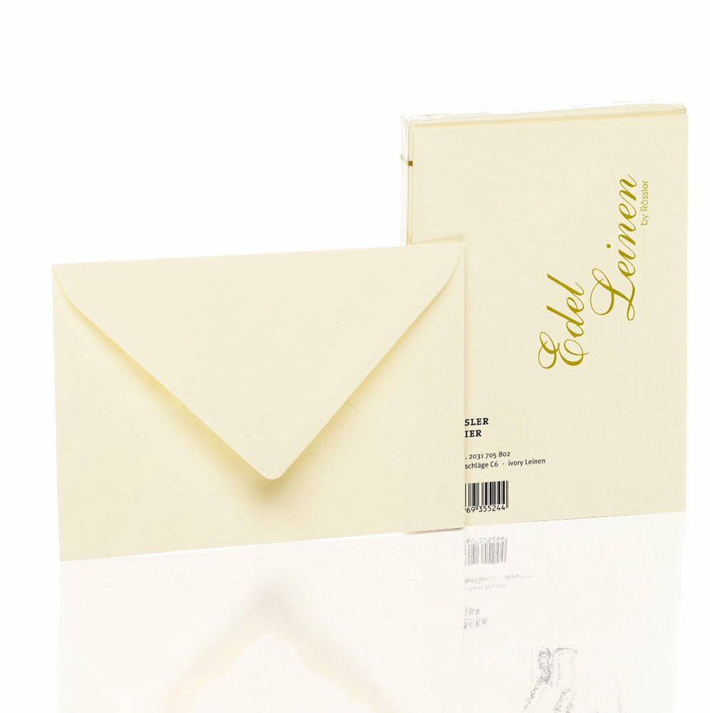 Rössler Briefumschlag Edelleinen - DIN C6 ivory, beige