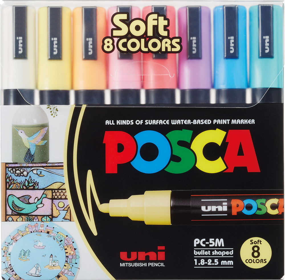uni®POSCA Marker PC-5M Pastellfarben 1,8-2,5mm 8er Etui