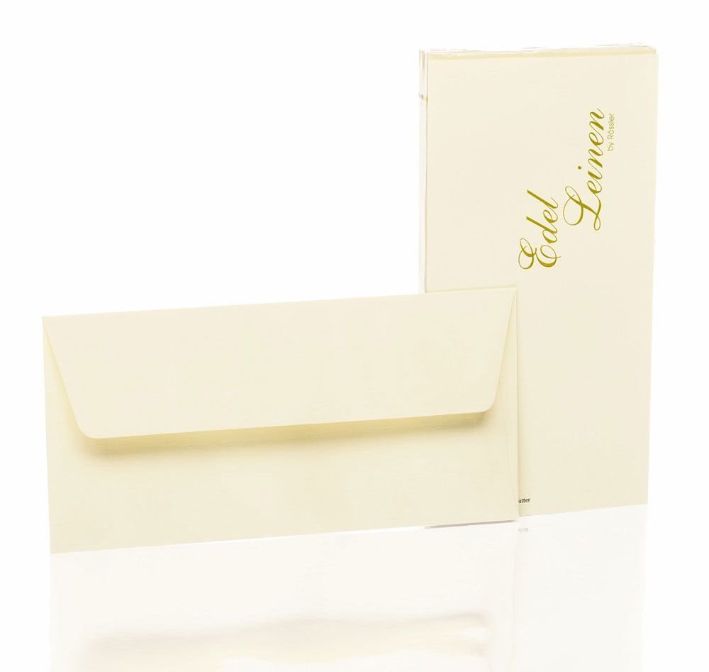 Rössler Briefumschlag Edelleinen - DL ivory, beige