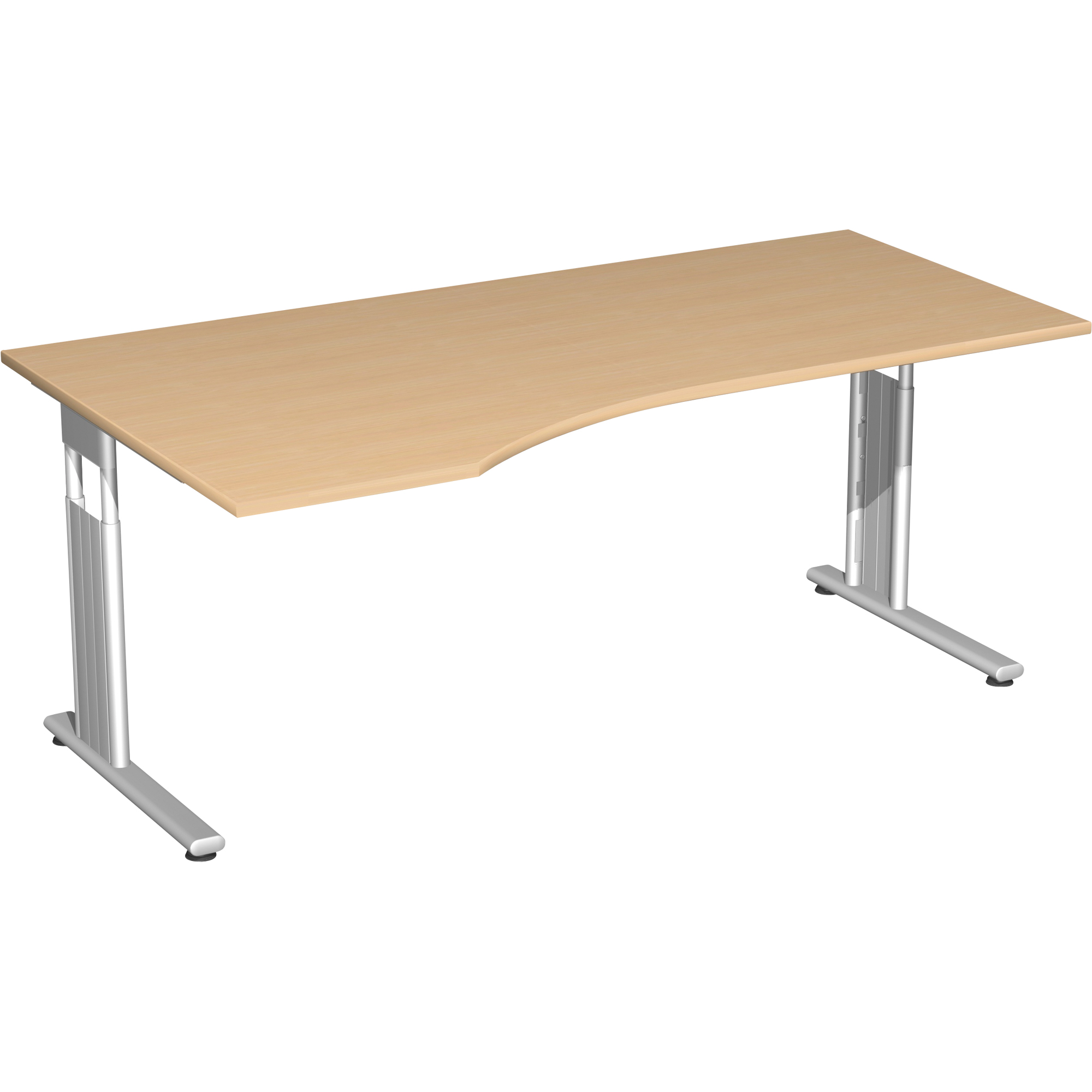 Geramöbel Schreibtisch C Fuß Flex 180 x 68-82 x 80/100 cm Freiform links Buche