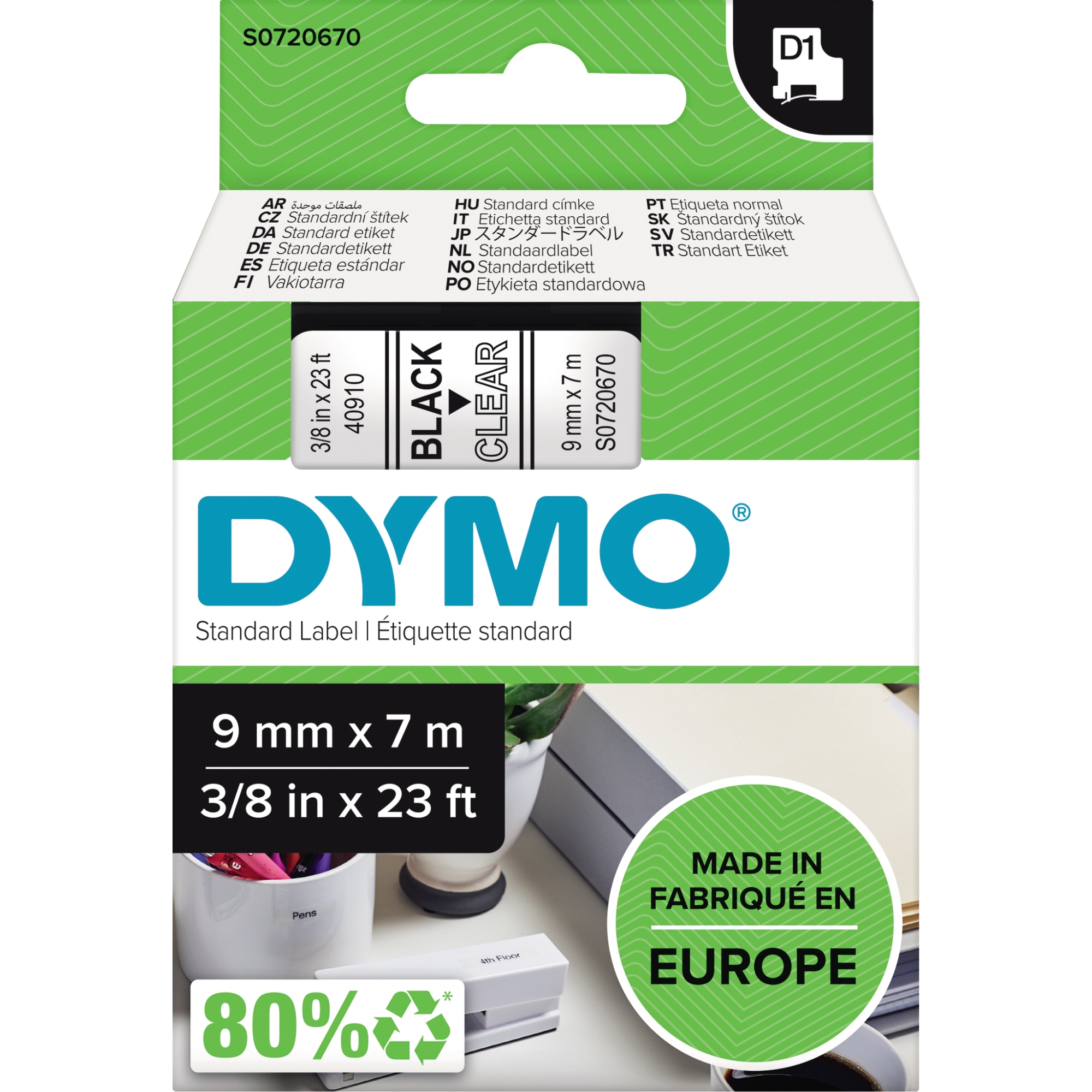 DYMO® Schriftbandkassette D1 9 mm transparent