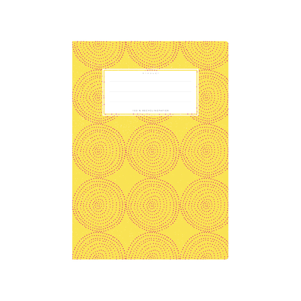 minouki Heftumschlag DIN A5 aus Recyclingpapier gemustert gelb