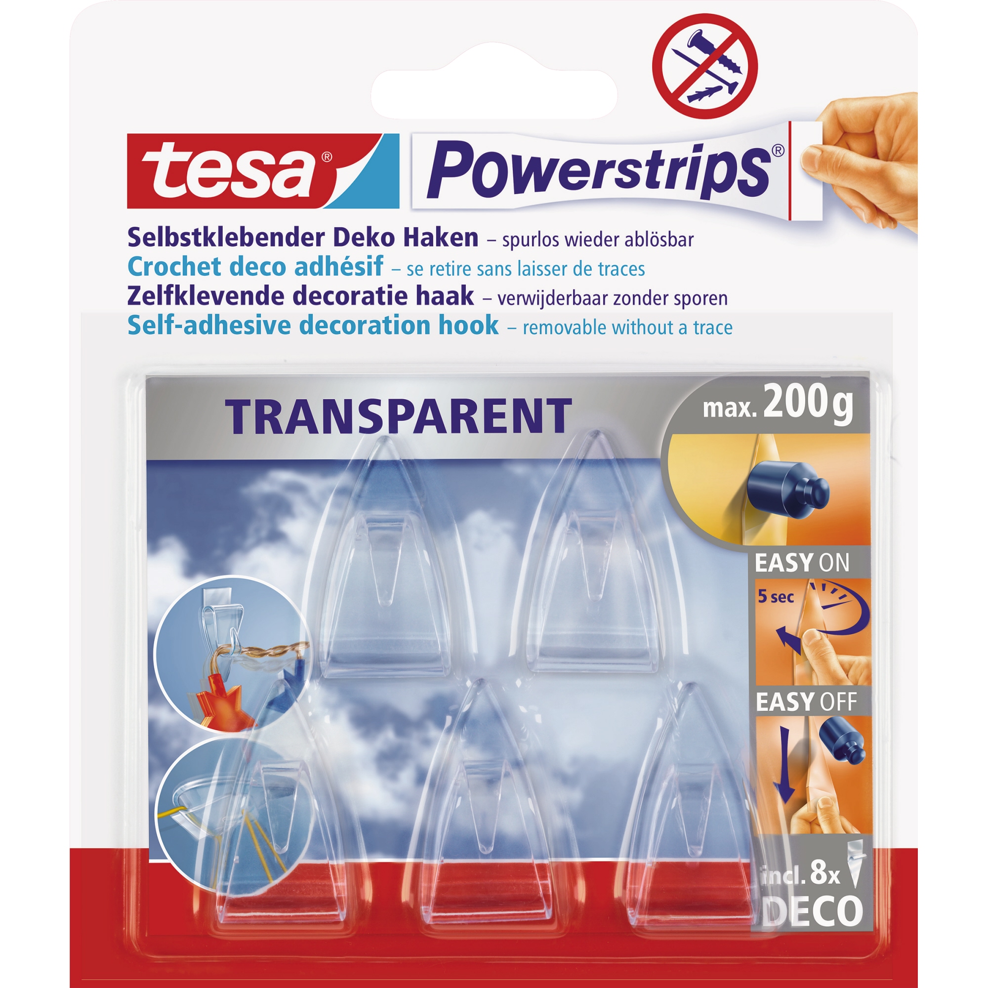 tesa® Haken Powerstrips® transparent Deco