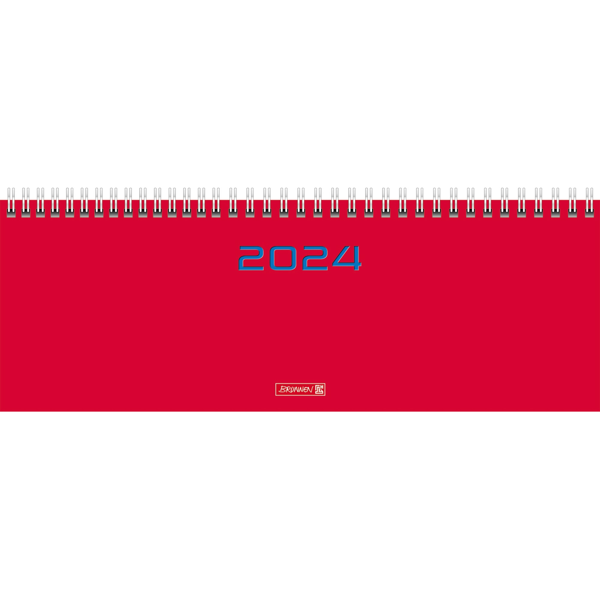BRUNNEN Schreibtischquerkalender 2024 WireO Bindung rot