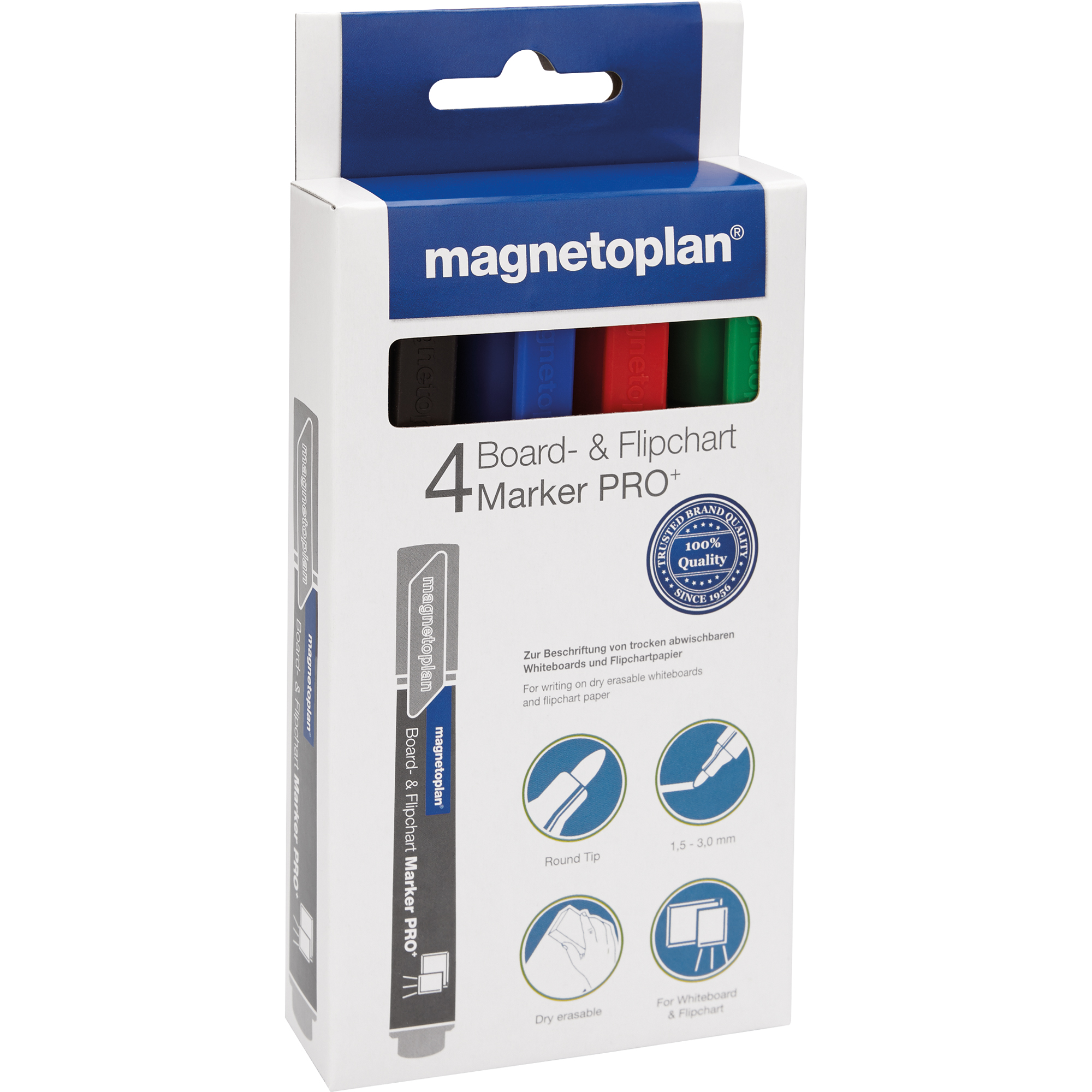 magnetoplan® Whiteboard-/Flipchartmarker Pro 4 Farben