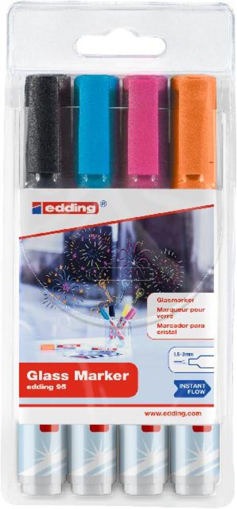 edding Glasboardmarker 95 1,5-3mm Rundspitze 4er Pack