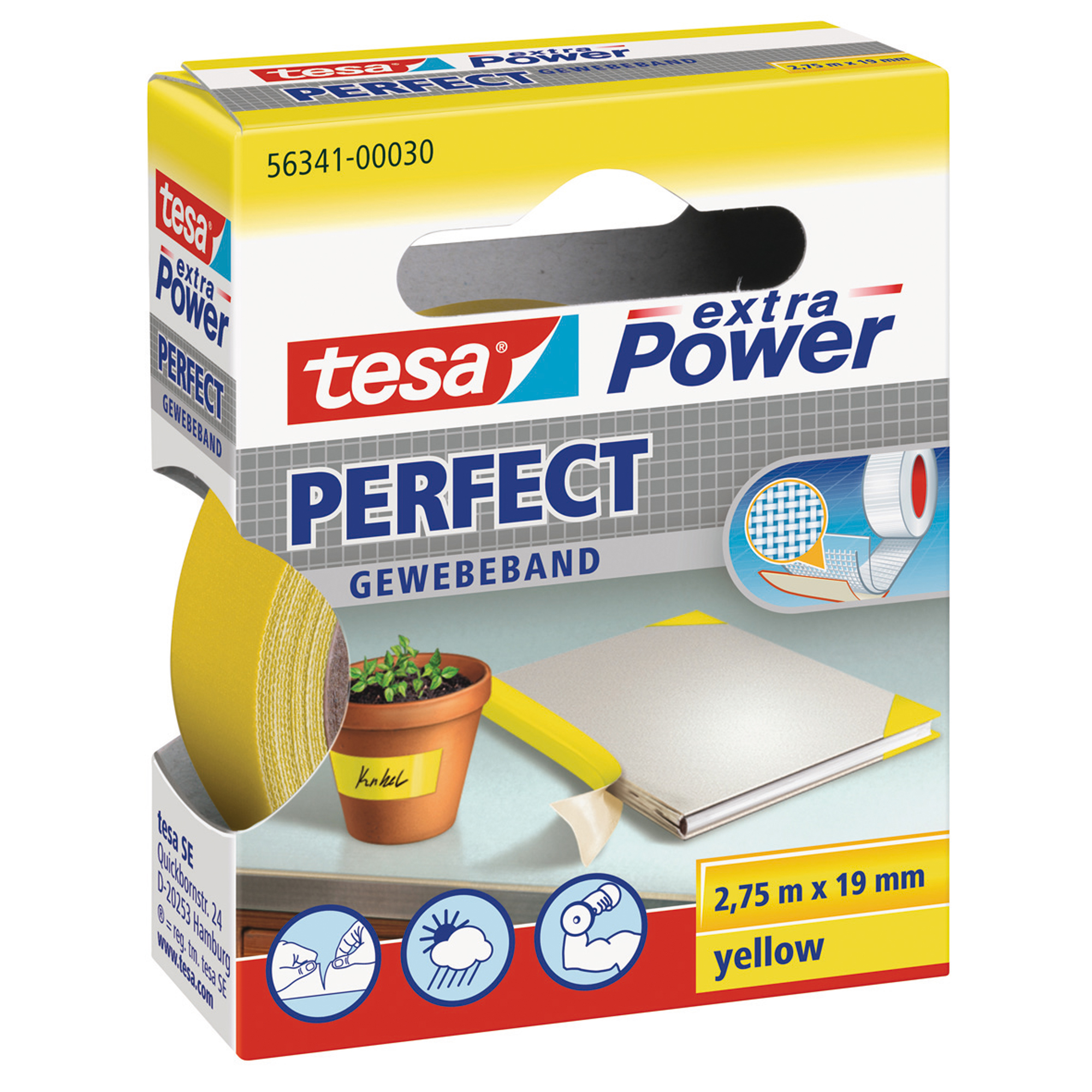 tesa® Gewebeband extra Power® Perfect 19 mm gelb
