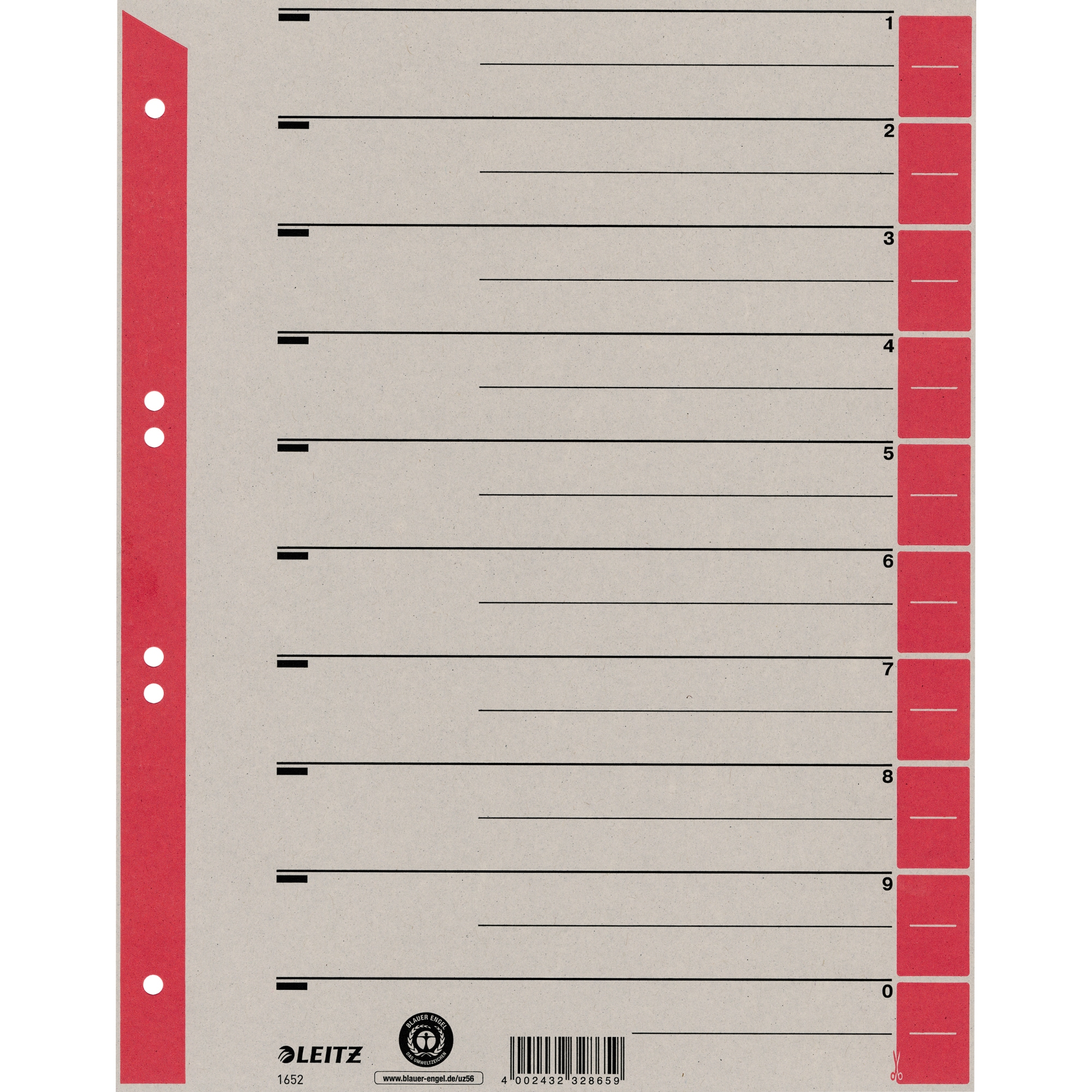 Leitz Trennblatt aus Kraftkarton rot