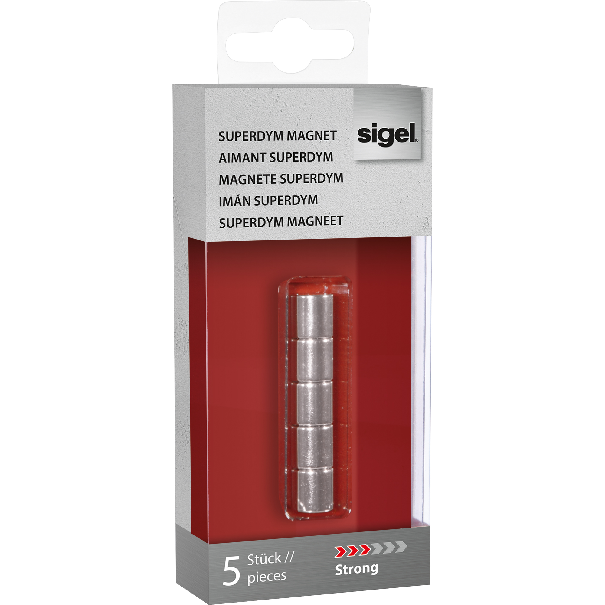 SIGEL Magnet SuperDym C5 Strong Zylinder 10 x 10 mm Neodym, vernickelt 5 St./Pck. silber