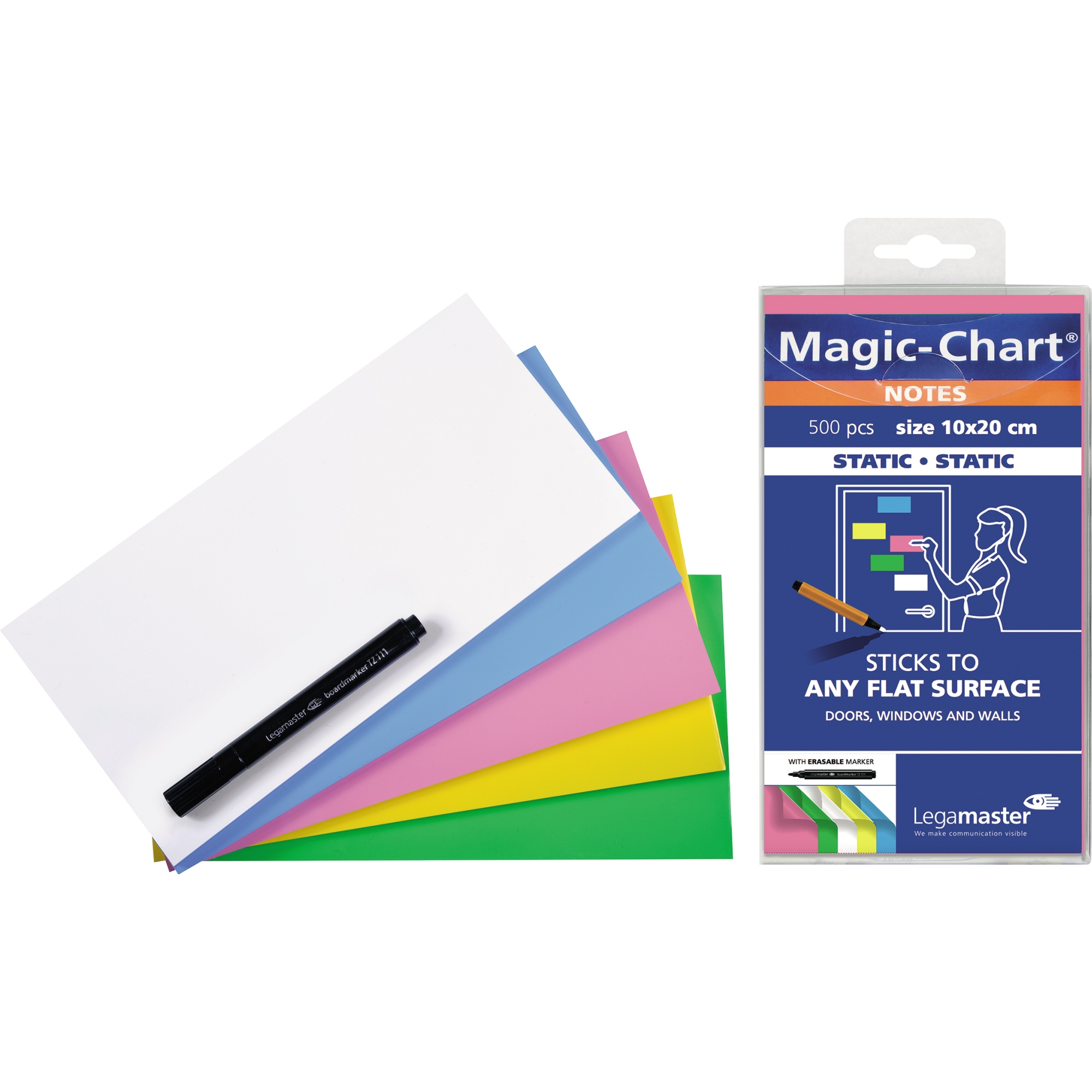 Legamaster Magic Chart Notes Moderationskarte 10x20cm sortiert