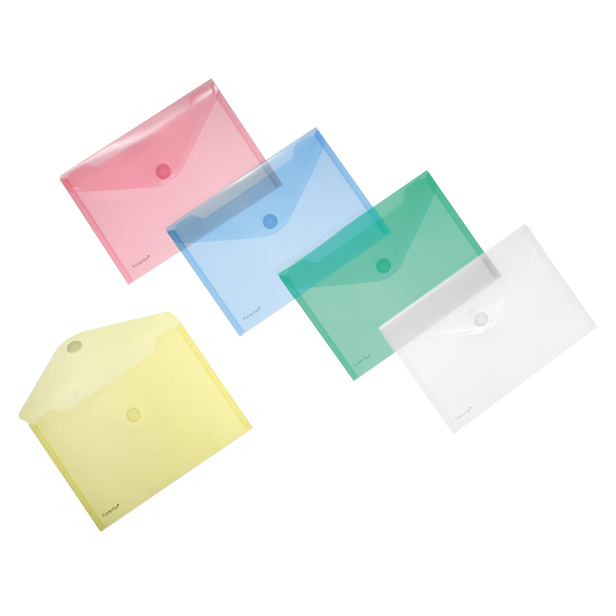 FolderSys Sammelhülle DIN A5 quer dokumentenecht je 2 x transparent, blau, grün, gelb, rot