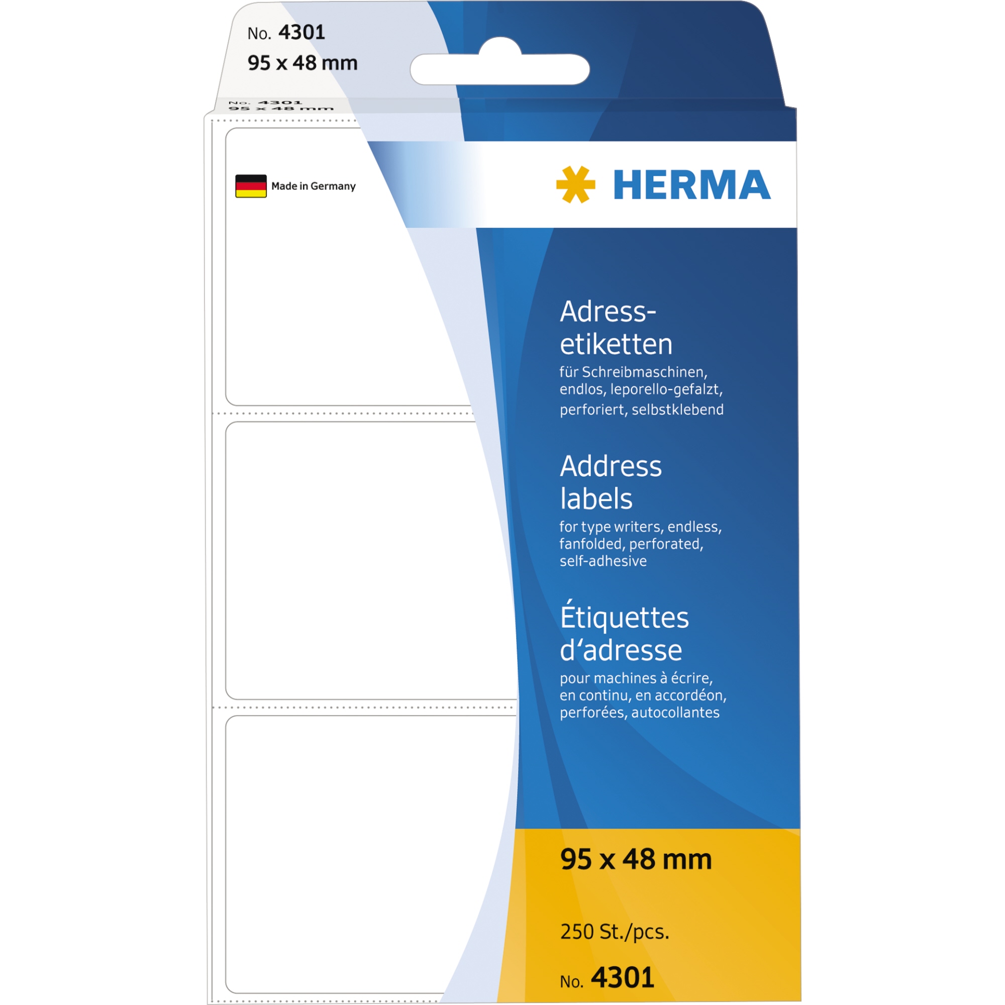 HERMA Adressetikett leporello-gefalzt, weiß, 95 x 48 mm (B x H)