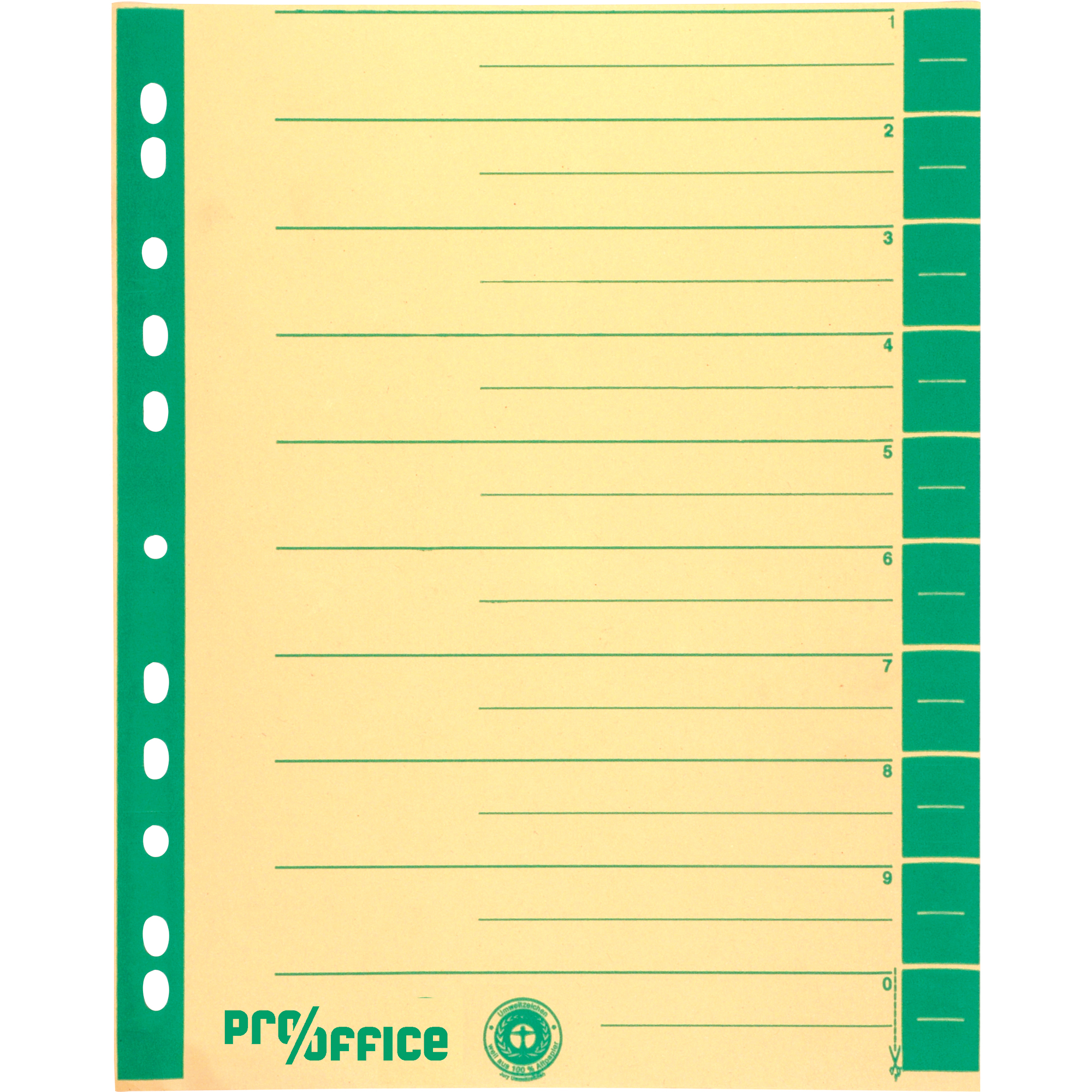 Pro/Office Trennblatt DIN A4 chamois/farbig grün