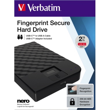 Verbatim Festplatte extern Fingerprint Secure 2 TB