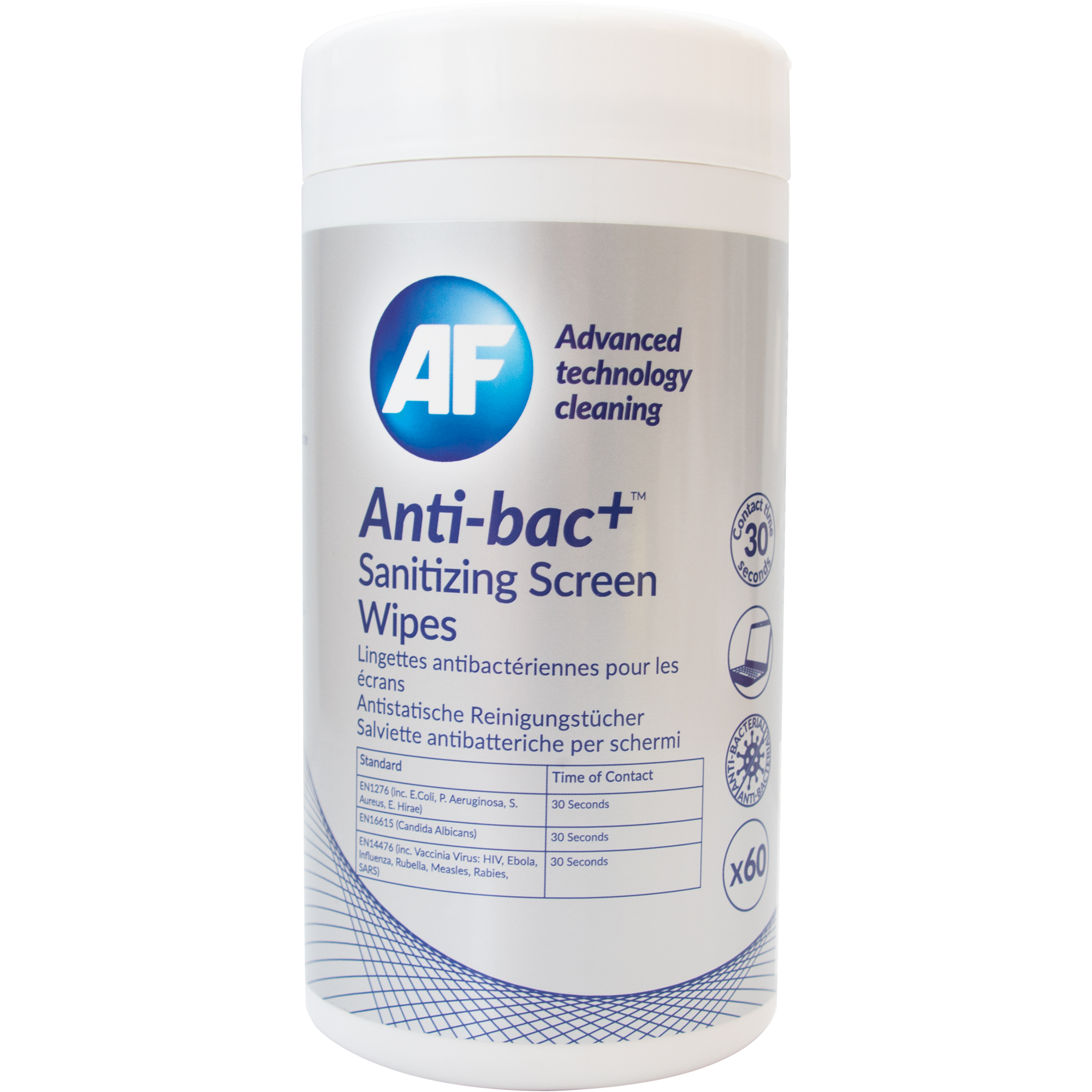 AF Bildschirmreinigungstuch Anti-bac+ ABSCRW60T 60 St.Pack.