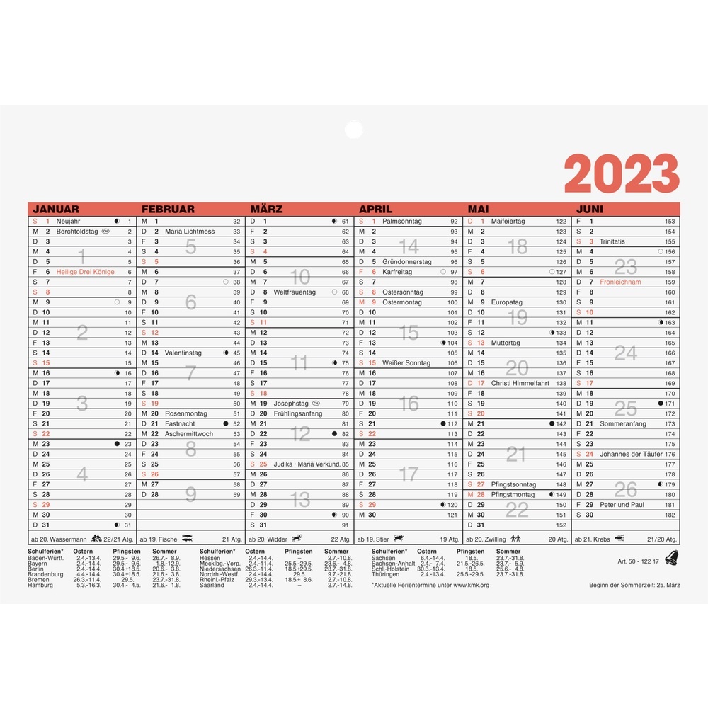 Glocken Tafelkalender DIN A5 quer 2023
