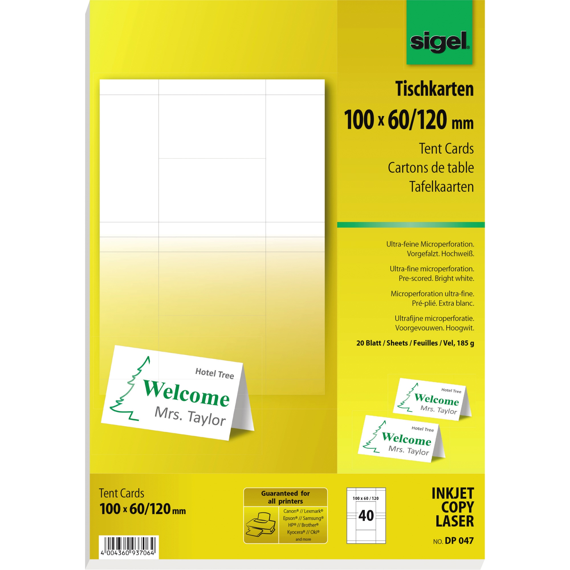 SIGEL Tischkarte 100 x 60/120 mm