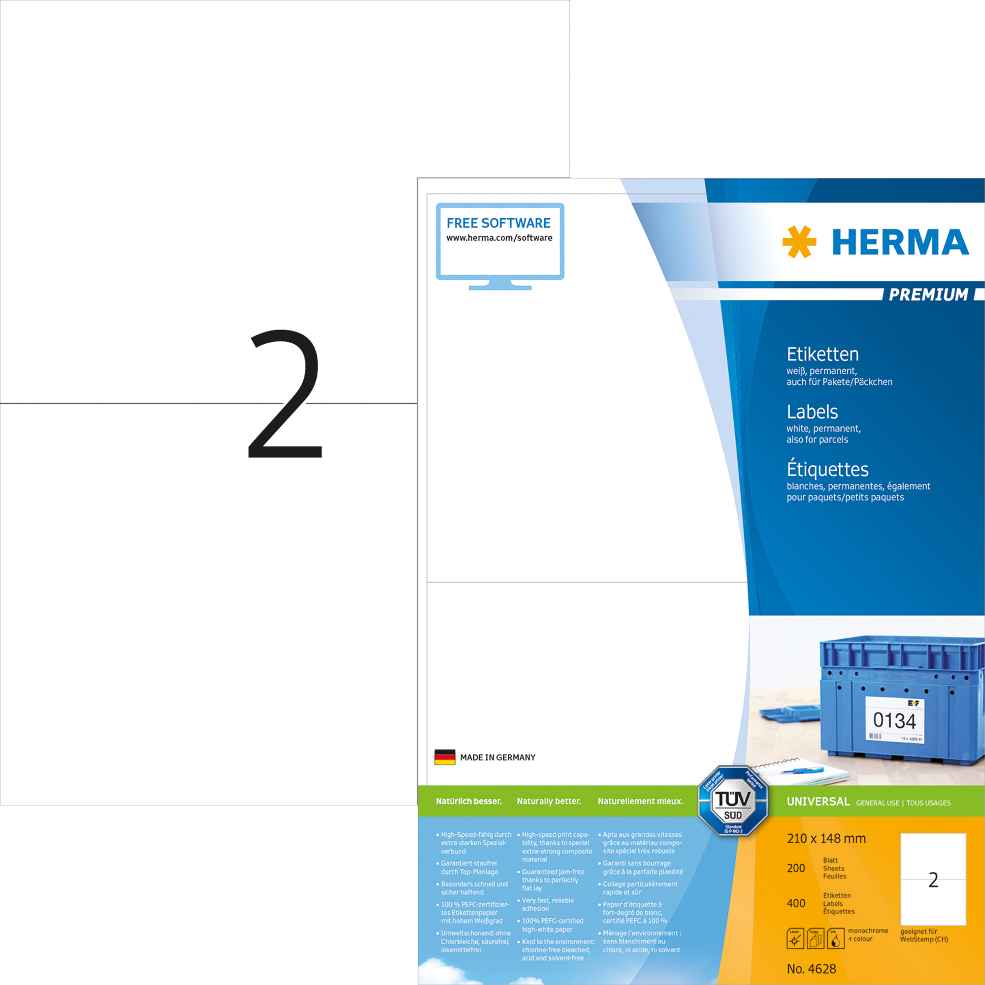HERMA Universaletikett Premium weiß, 210 x 148 mm