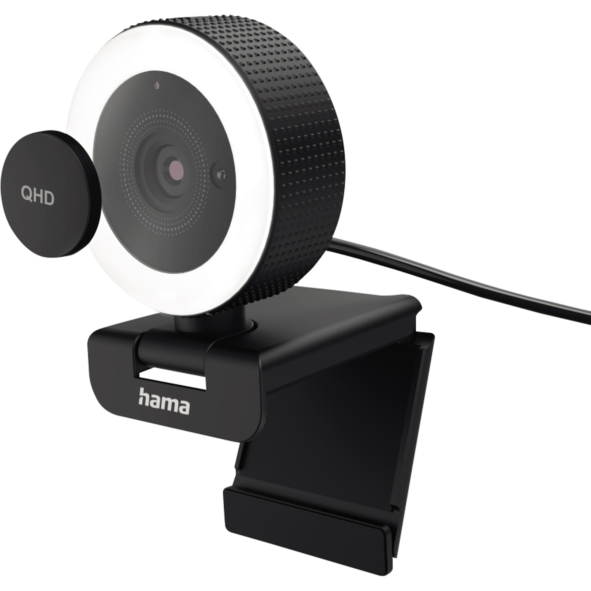 HAMA Webcam C-800 Pro QHD USB 2.0 2560 x 1440 schwarz Ringlicht
