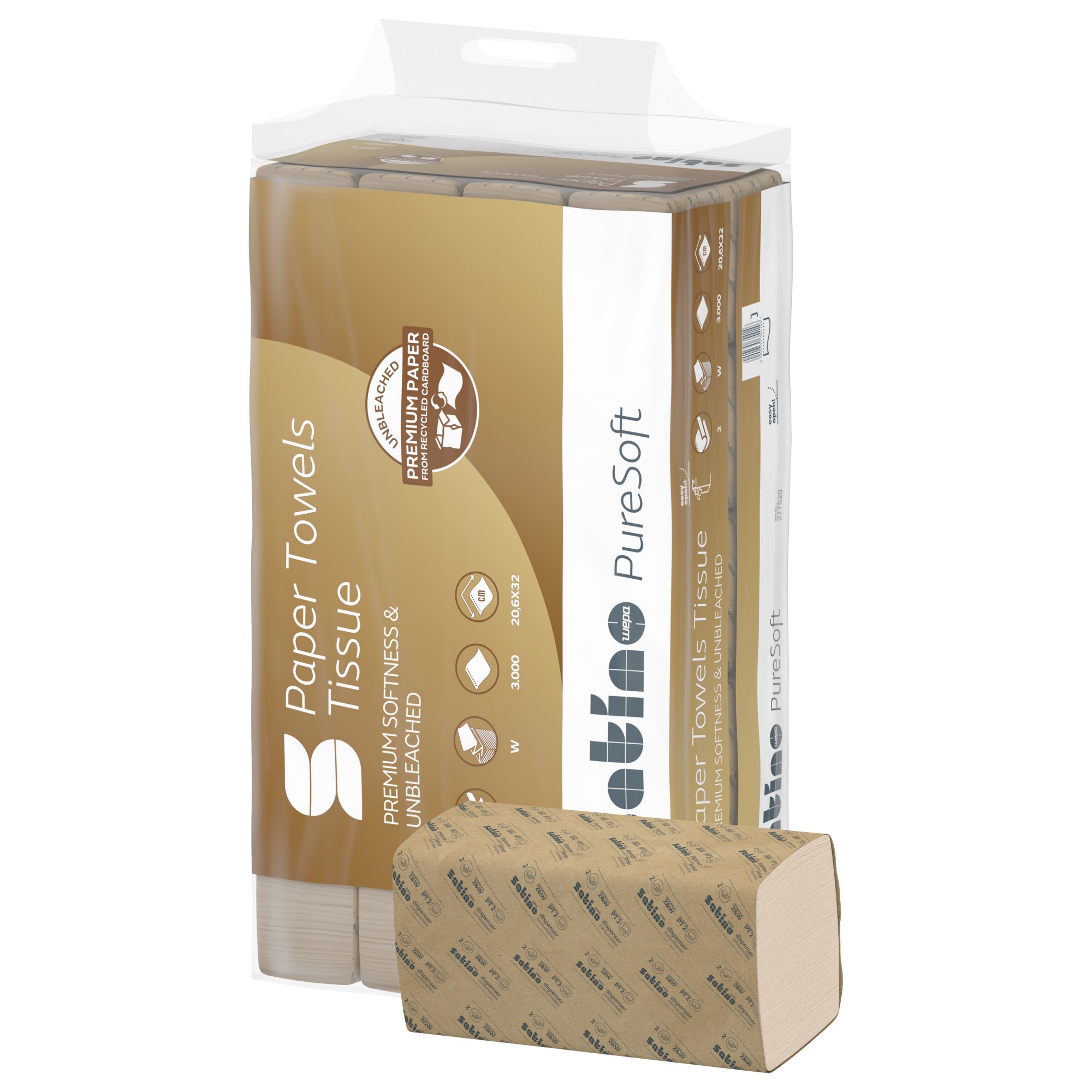 Satino Papierhandtuch PureSoft PT3 beige 2-lagig Recycling V-Falz