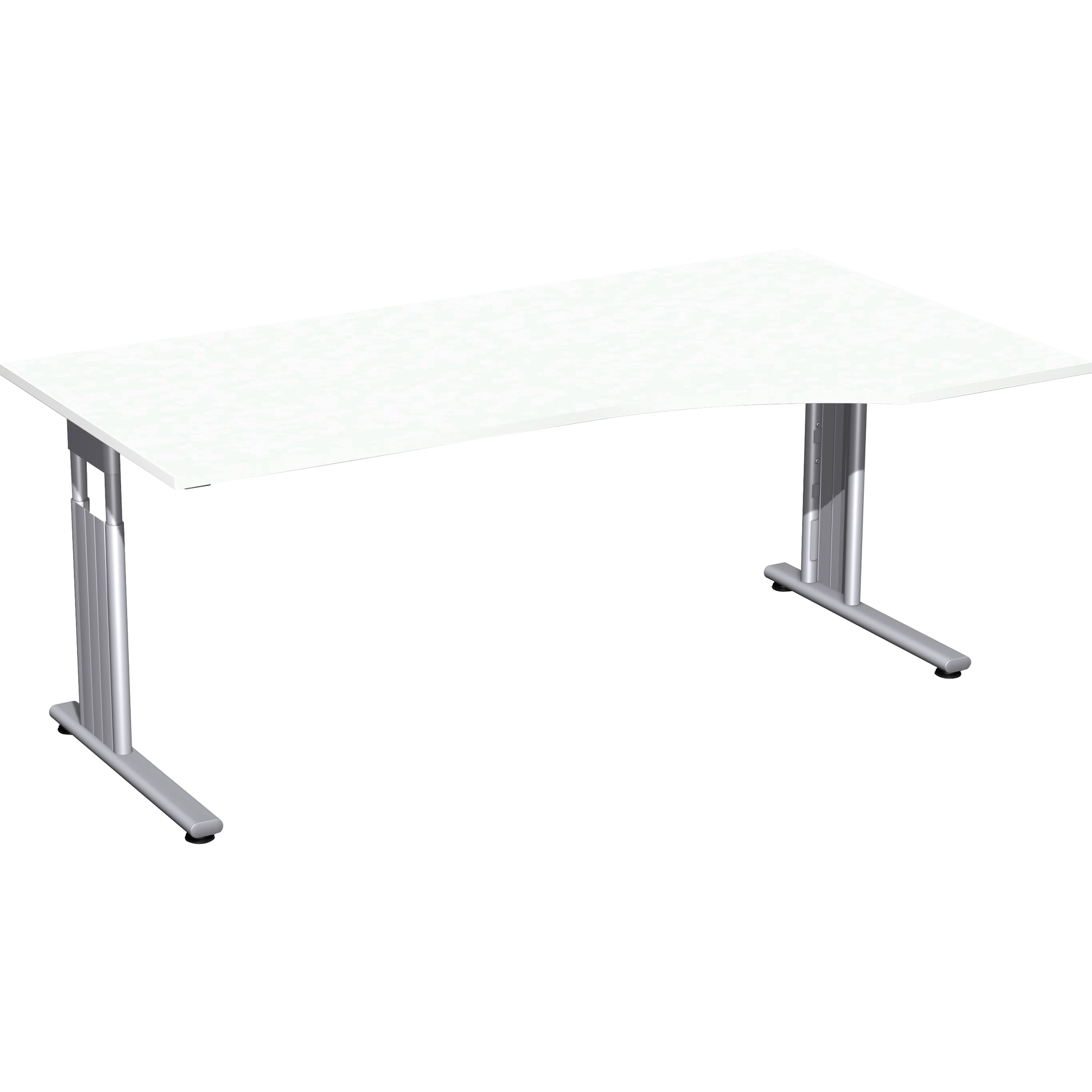 Geramöbel Schreibtisch C Fuß Flex 180 x 68-82 x 80/100 cm Freiform rechts silber