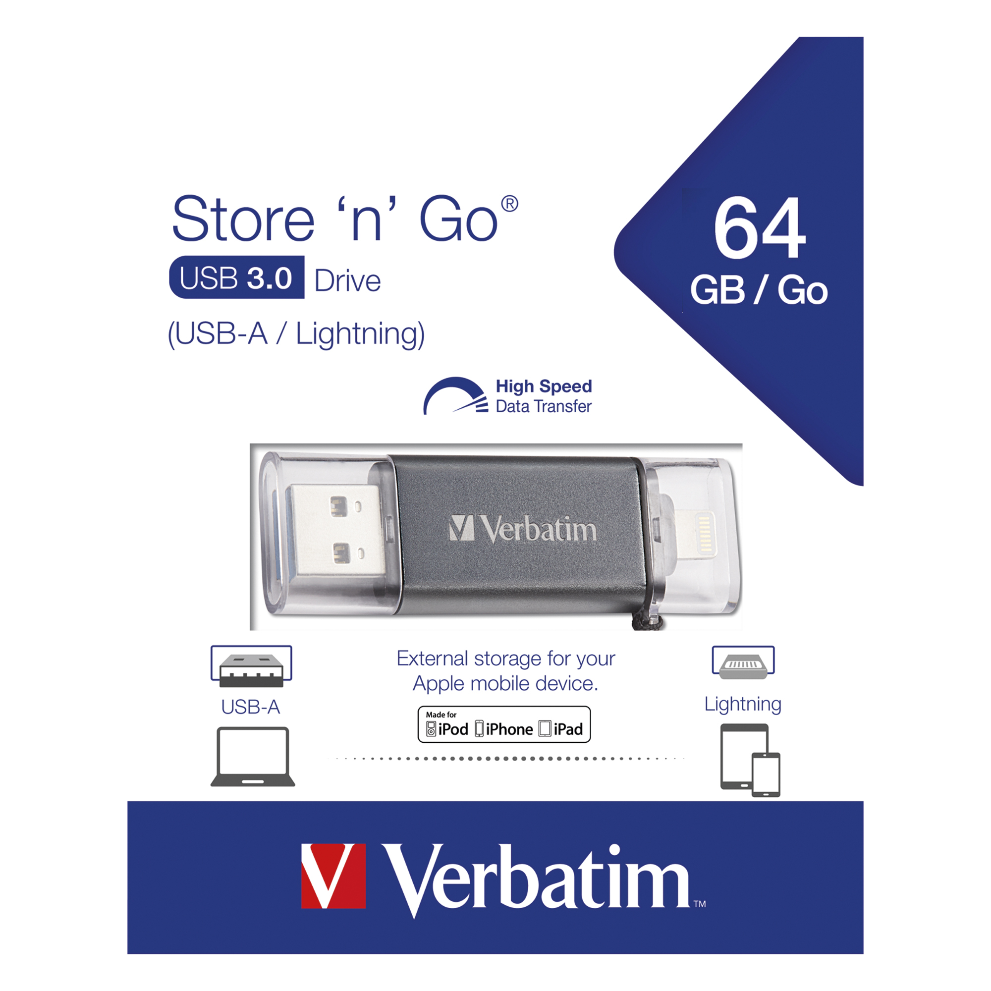 Verbatim USB Stick OTG iStore USB 3.0 64 Gbyte