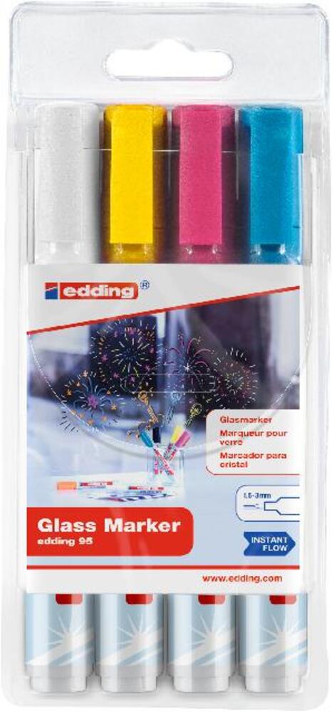 edding Glasboardmarker 95 1,5-3mm Rundspitze 4er Pack