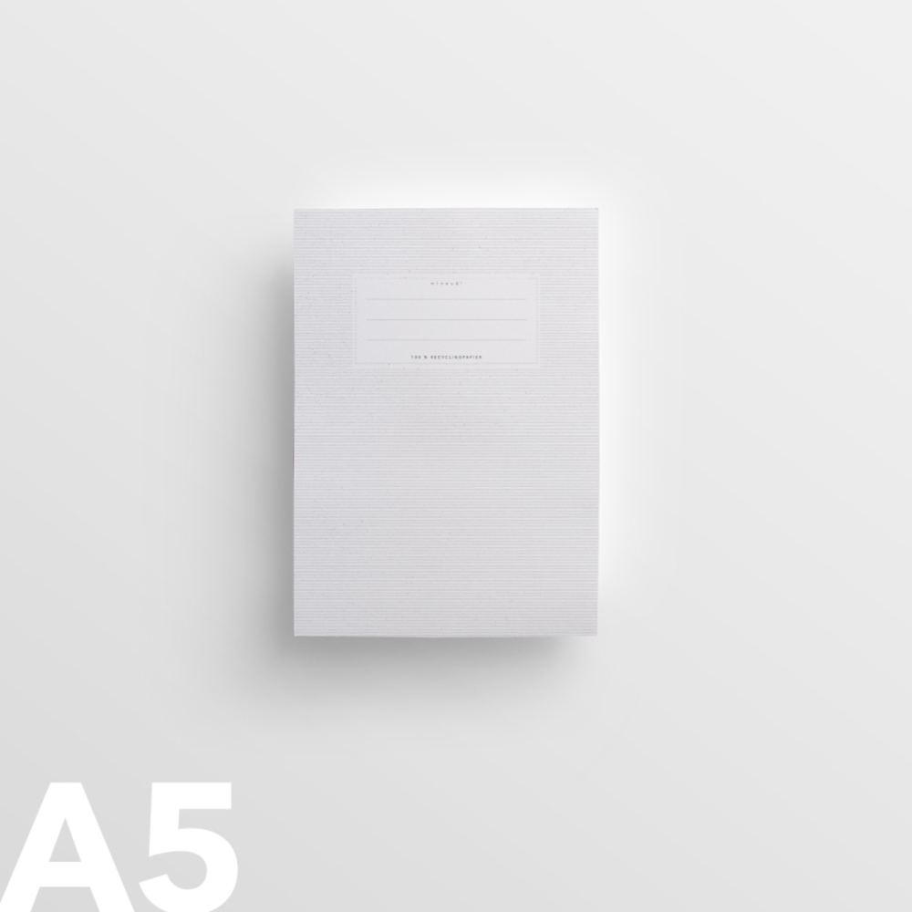 minouki Heftumschlag DIN A5 aus Recyclingpapier einfarbig weiß