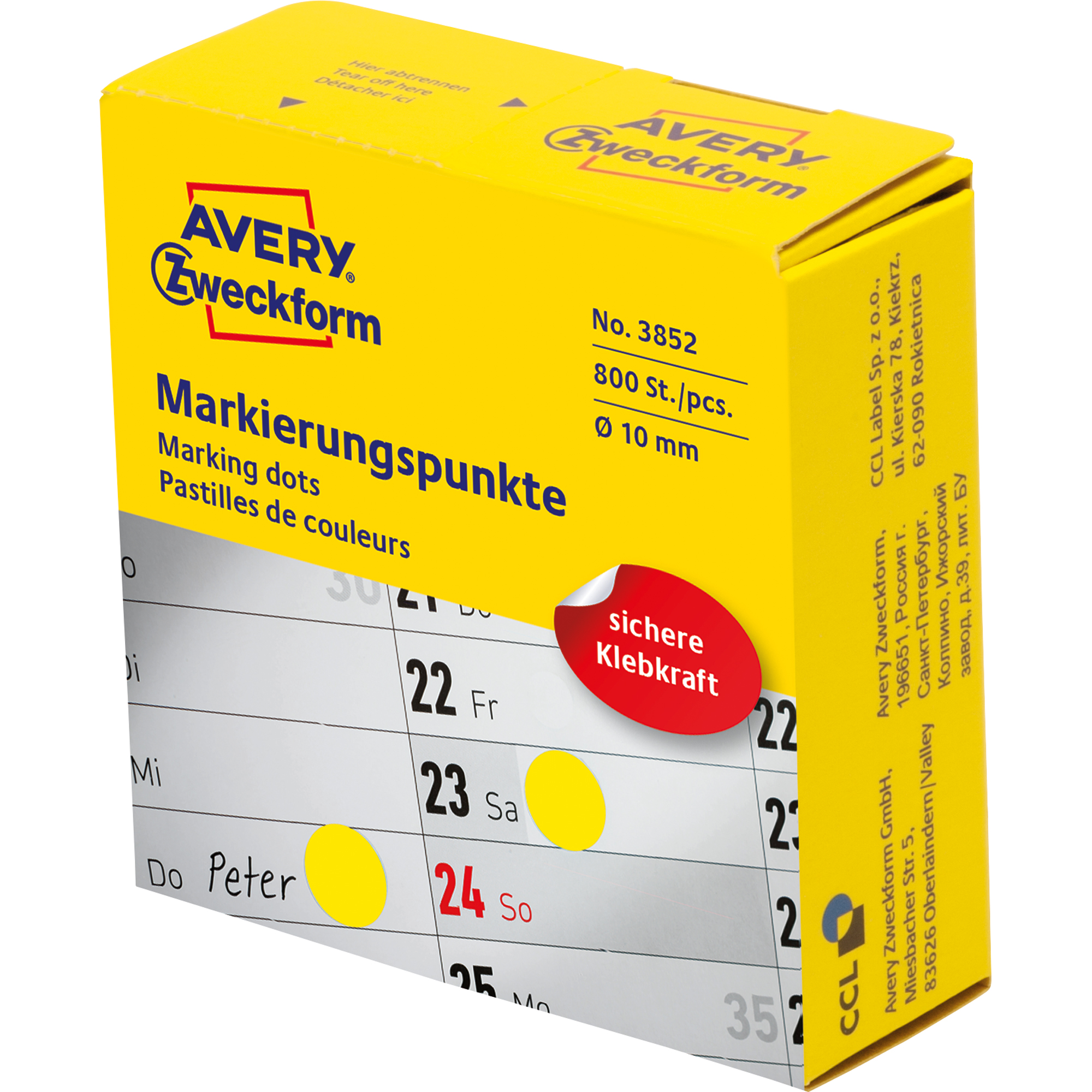 Avery Zweckform Markierungspunkt 10 mm gelb