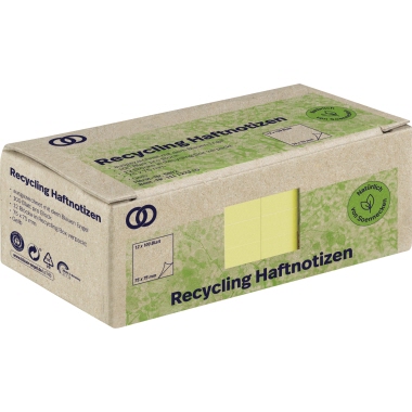 Soennecken Haftnotiz Recycling 75 x75 mm gelb 12er Pack