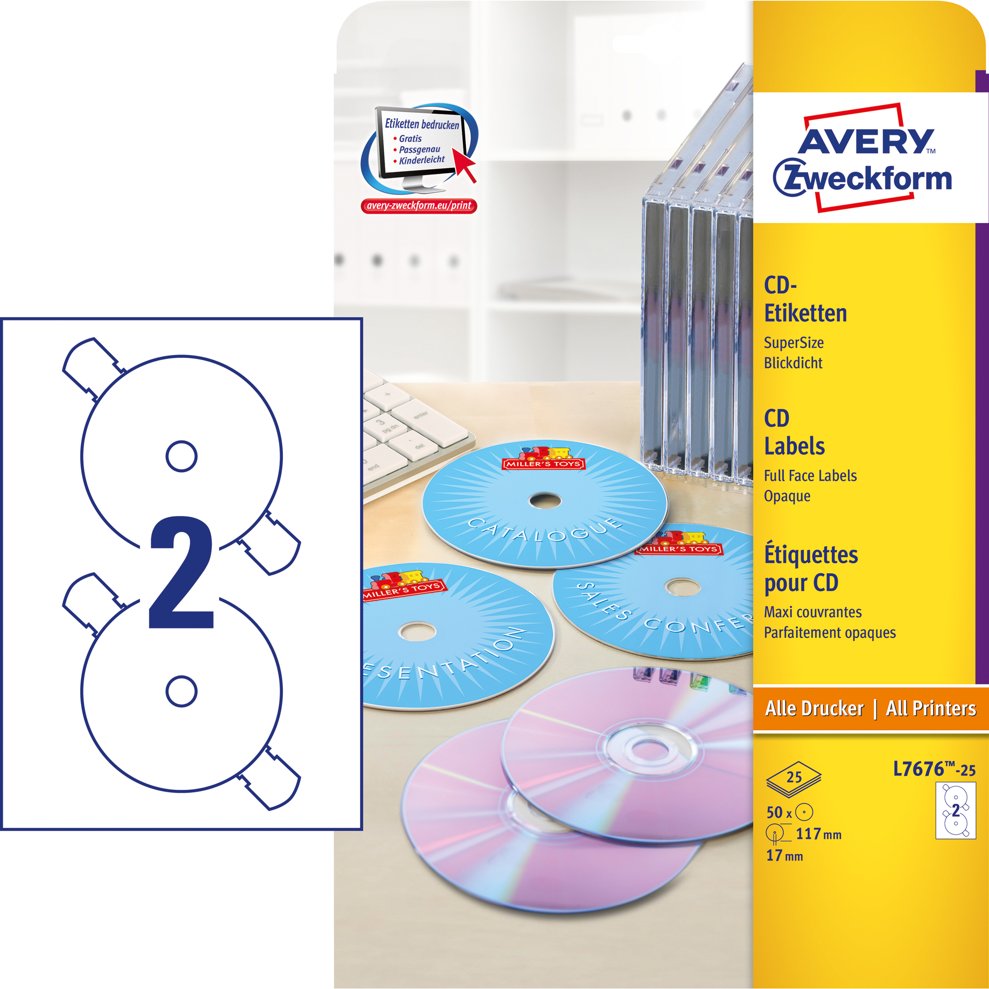 Avery Zweckform CD/DVD Etikett 50 Etik./Pack.
