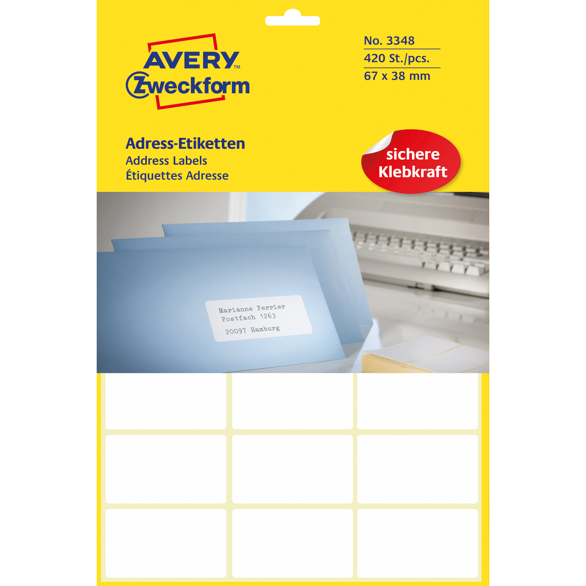 Avery Zweckform Adressetikett 67 x 38 mm, weiß