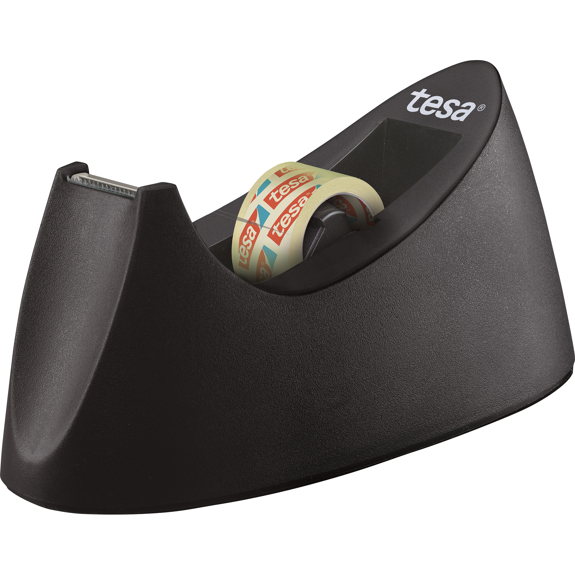 tesa® Tischabroller Easy Cut Curve schwarz gefüllt