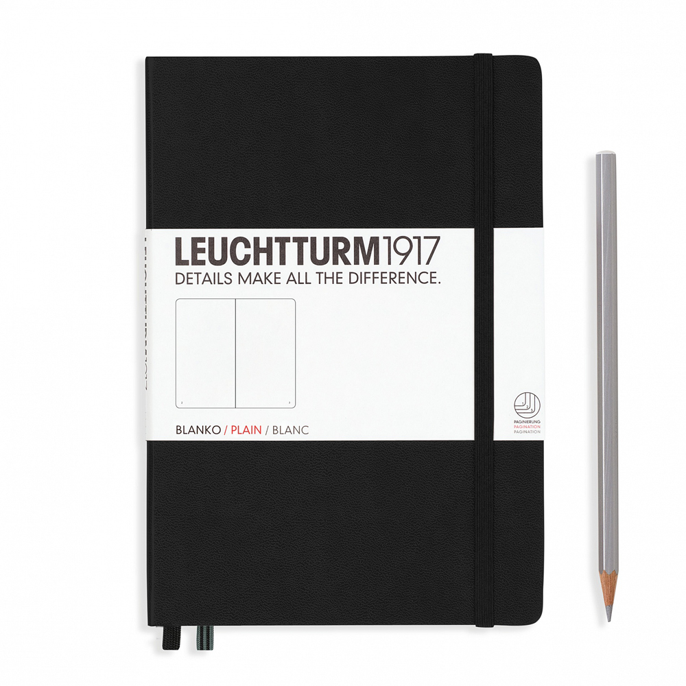 Leuchtturm Notizbuch Medium A5 schwarz, blanco
