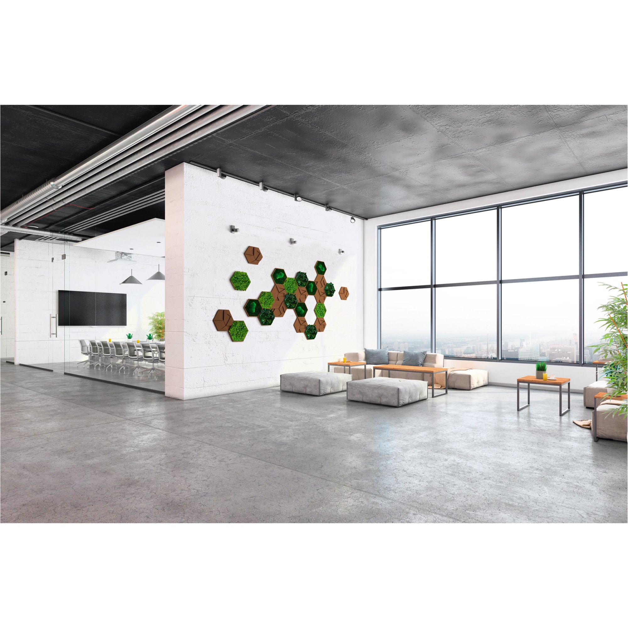 StyleGreen Pflanzenbild Kork-Hexagon Fliesen Set 25 Teile