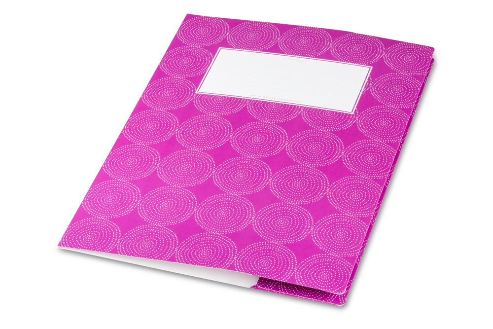 minouki Heftumschlag DIN A4 aus Recyclingpapier gemustert lila