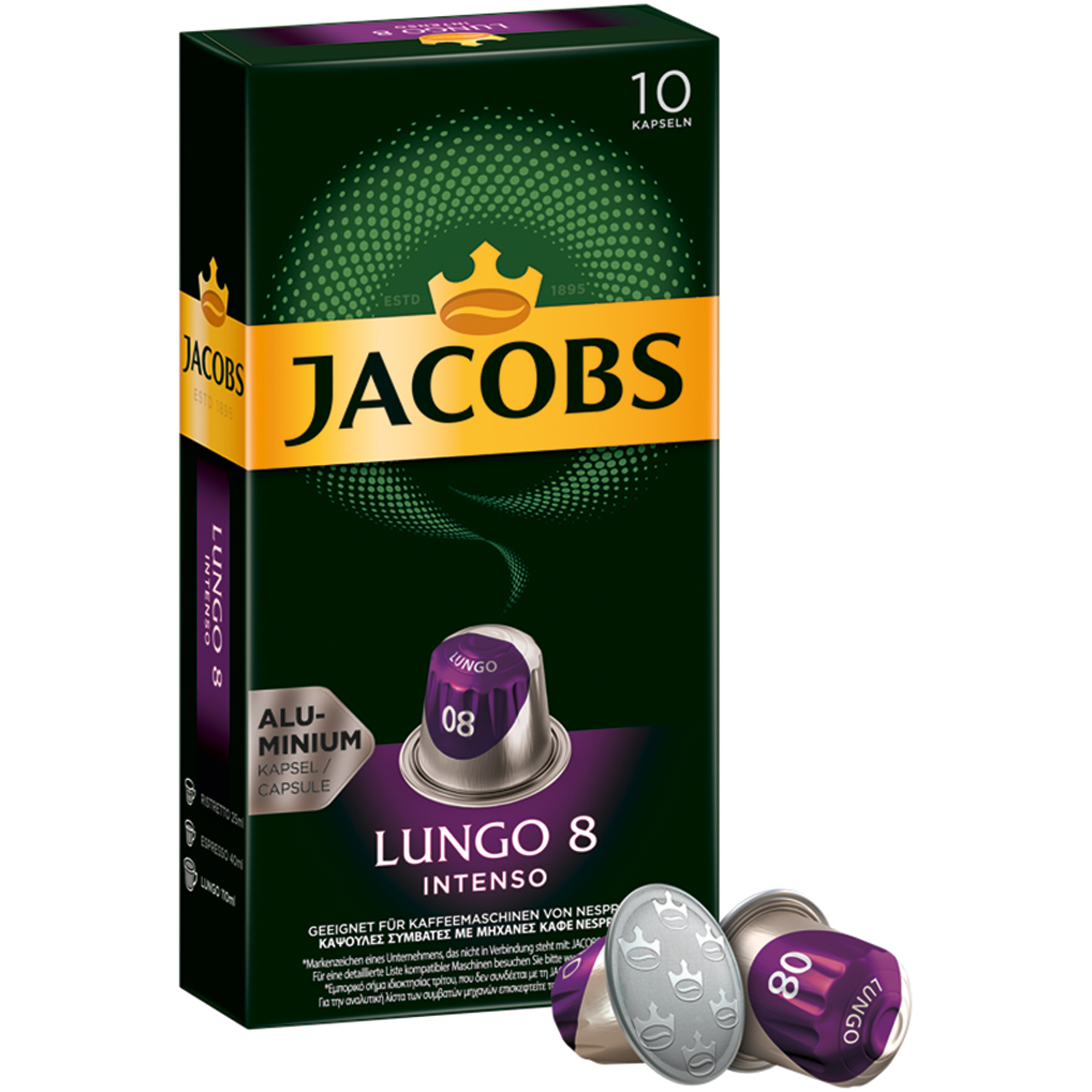 JACOBS Kaffeekapsel Lungo 8 10 x 5,2 g/Pack.