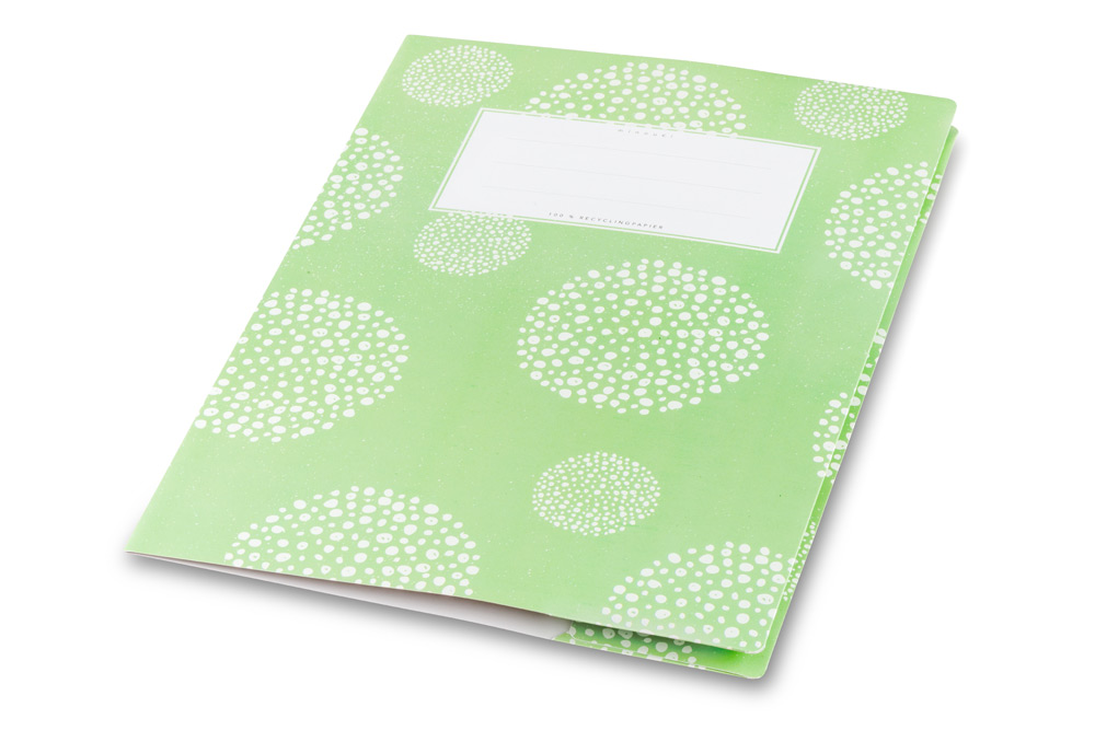 minouki Heftumschlag DIN A4 aus Recyclingpapier gemustert hellgrün
