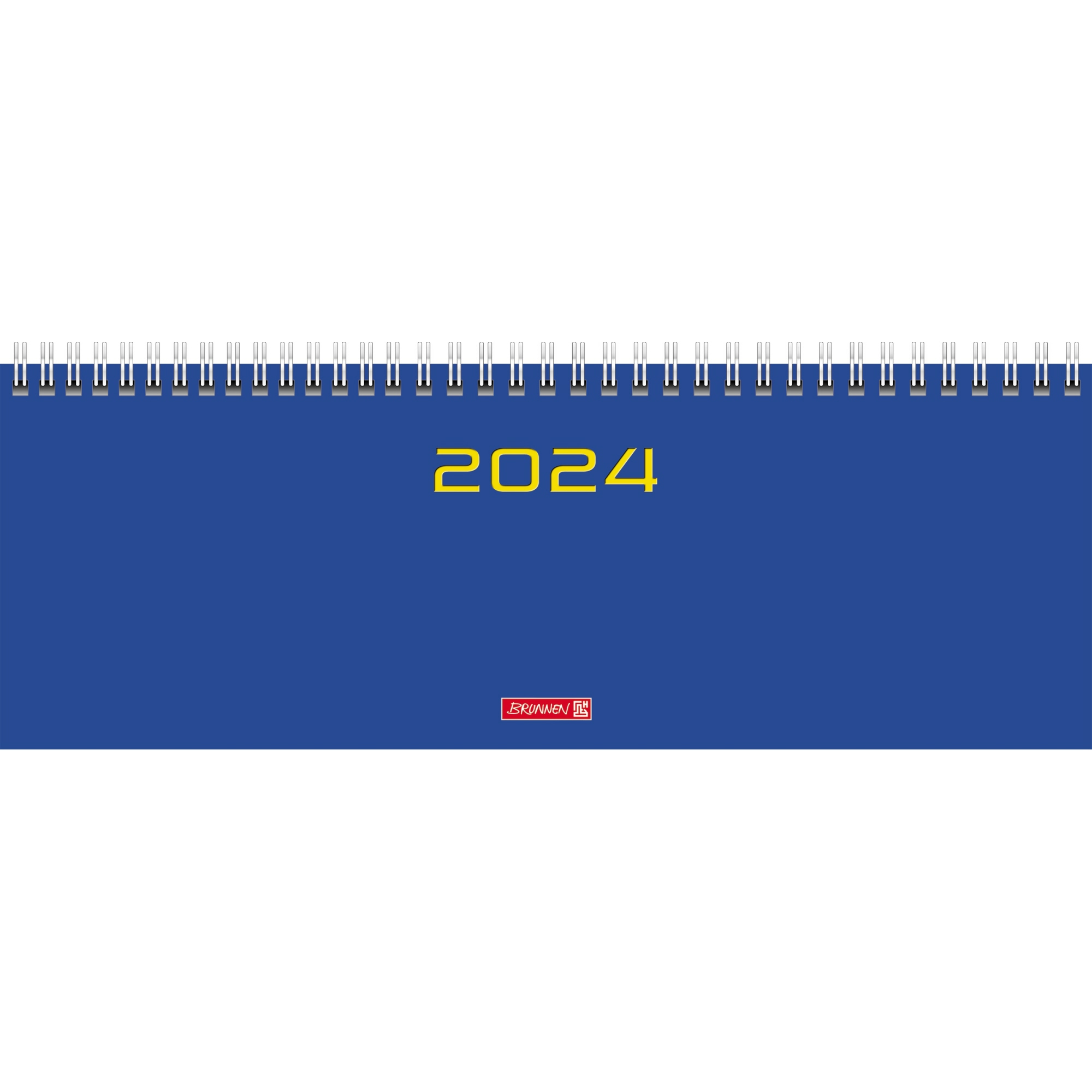 BRUNNEN Schreibtischquerkalender 2024 WireO Bindung blau
