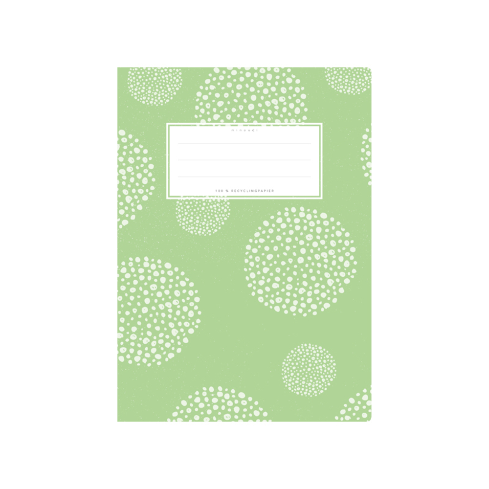 minouki Heftumschlag DIN A5 aus Recyclingpapier gemustert hellgrün