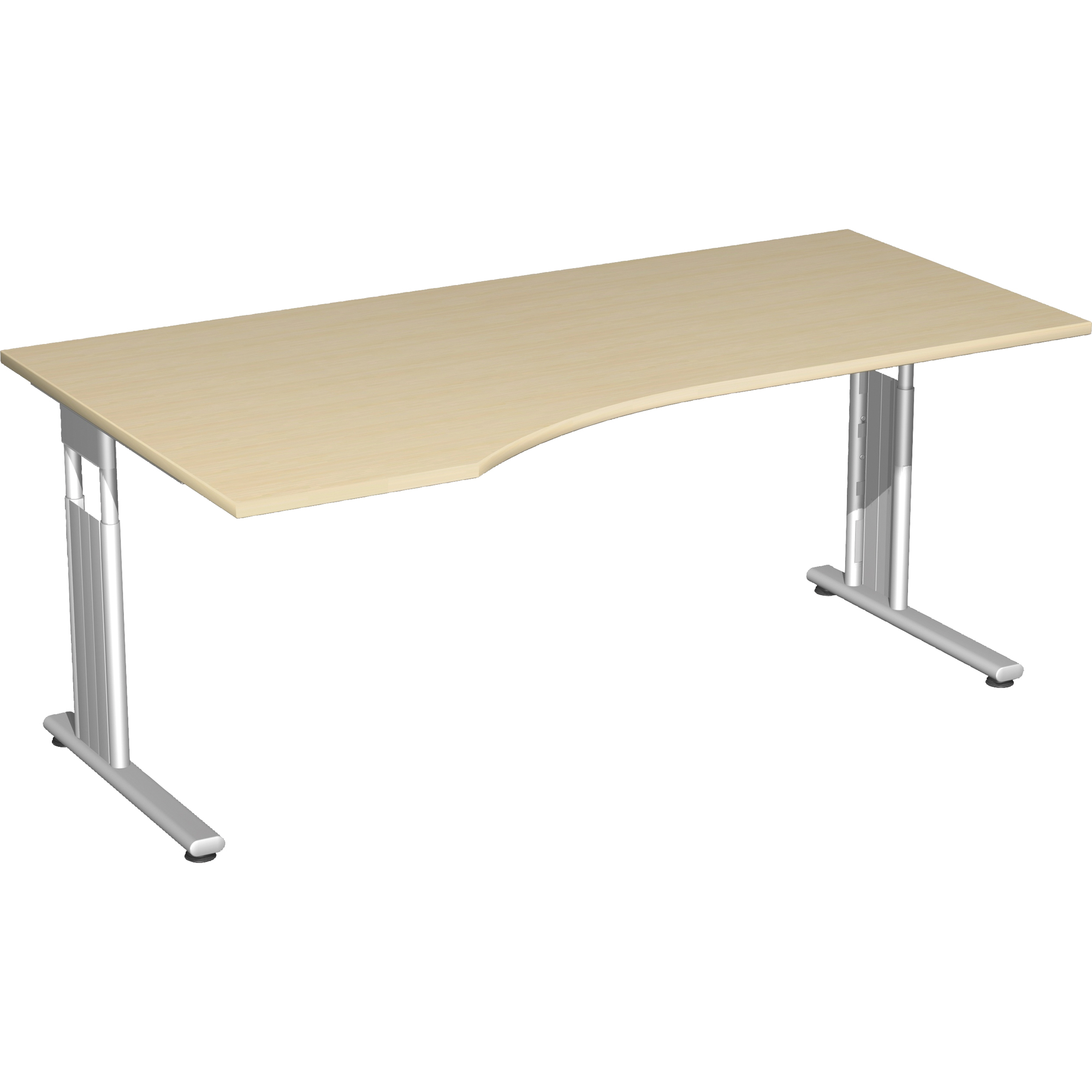 Geramöbel Schreibtisch C Fuß Flex 180 x 68-82 x 80/100 cm Freiform links ahorn