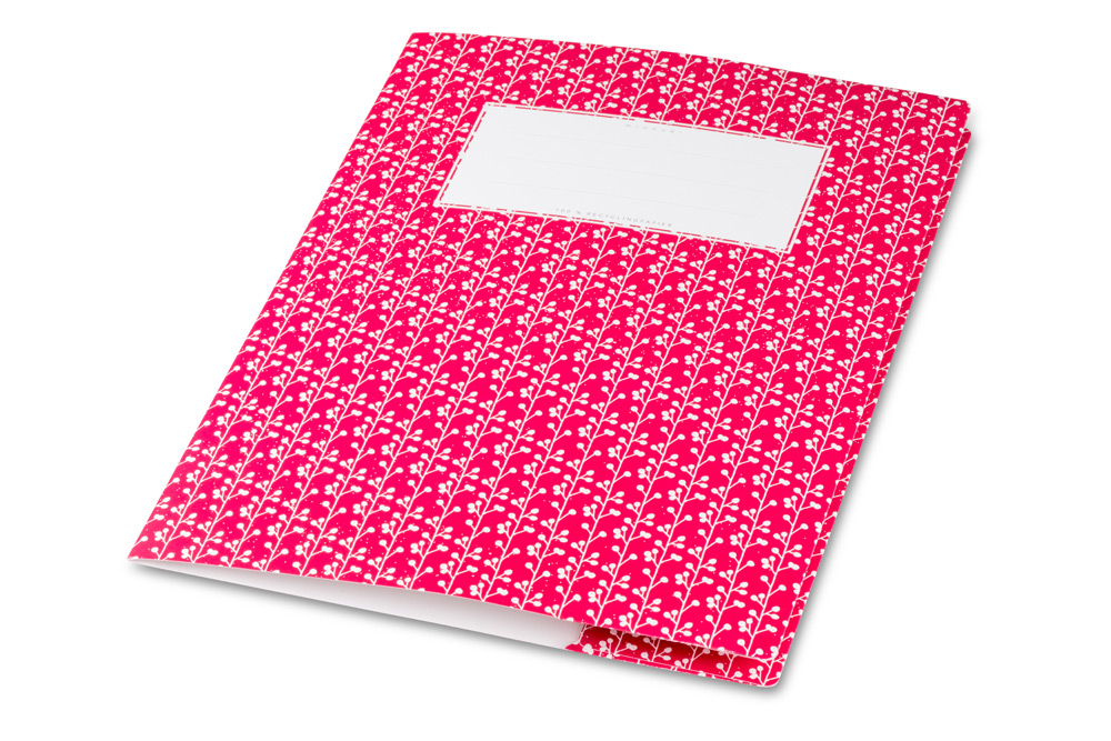 minouki Heftumschlag DIN A4 aus Recyclingpapier gemustert rot