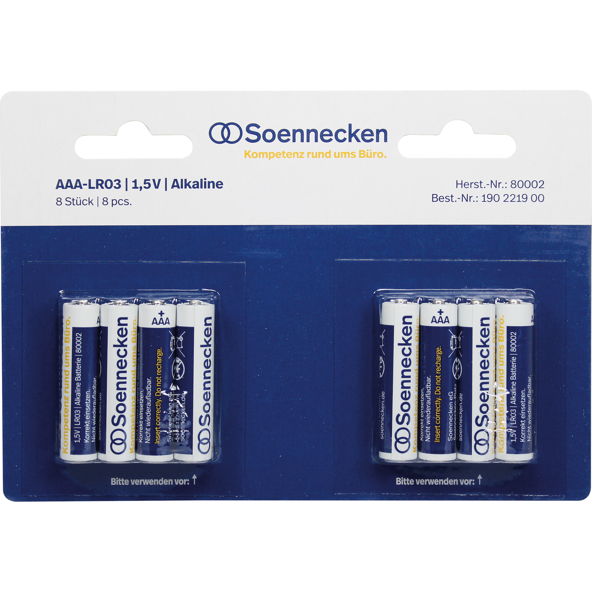 Soennecken Batterie 80002 Micro AAA LR03 1,5 V 8 St.Pack