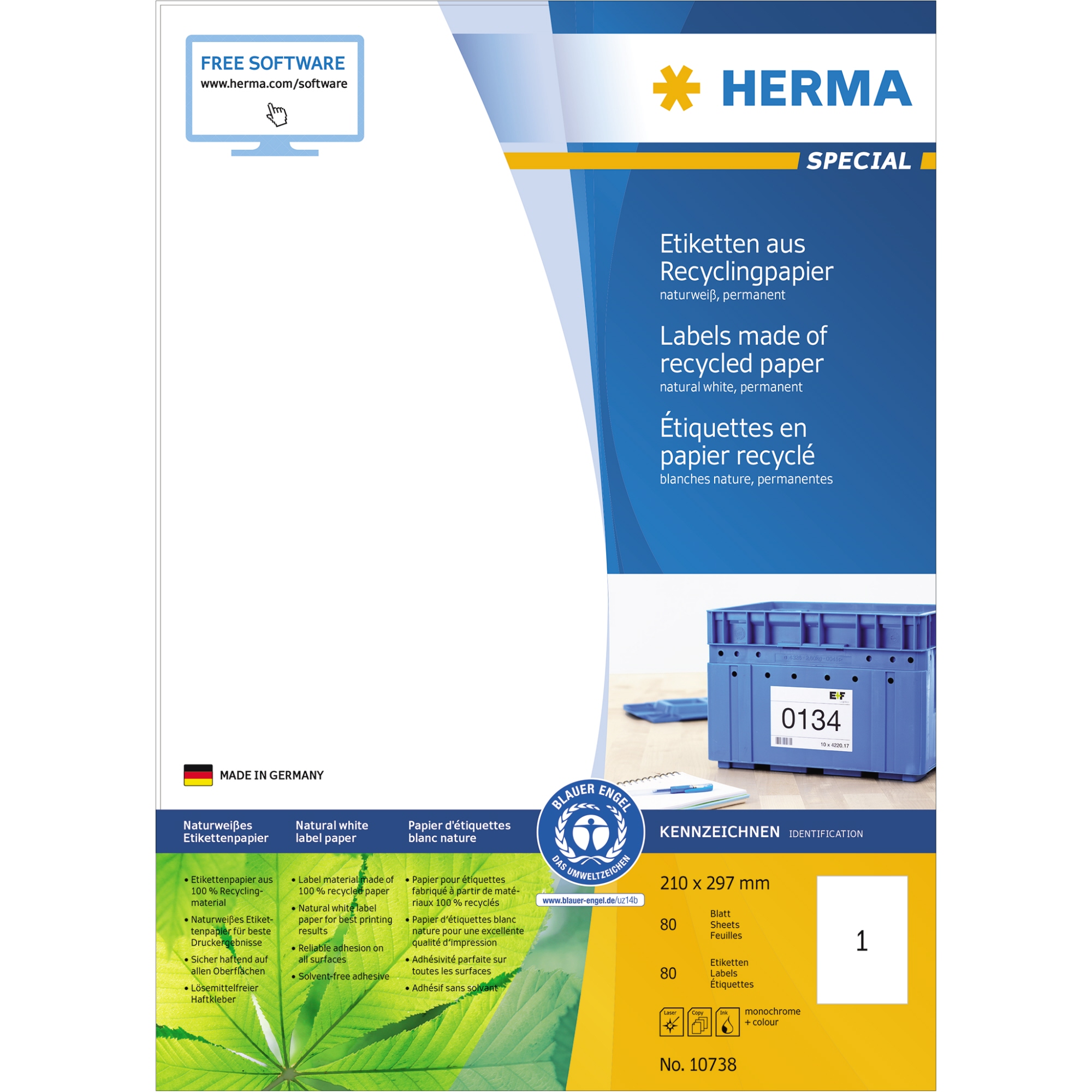 Herma Etikett Recycling naturweiß universal 210 x 297 mm (B x H)