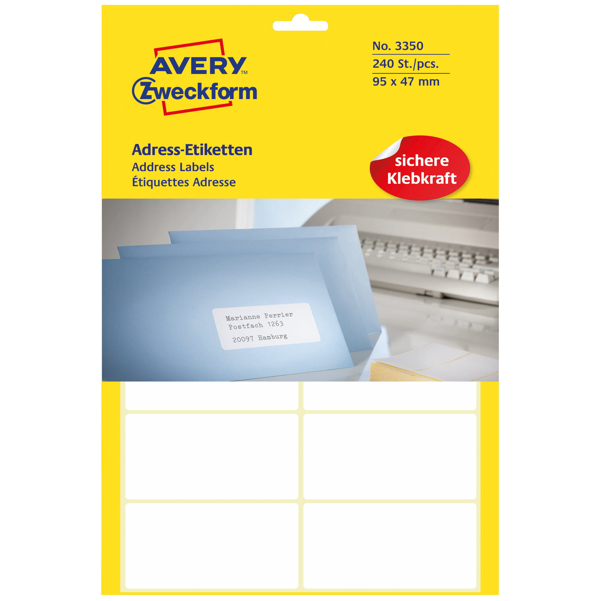 Avery Zweckform Adressetikett 95 x 47 mm, weiß