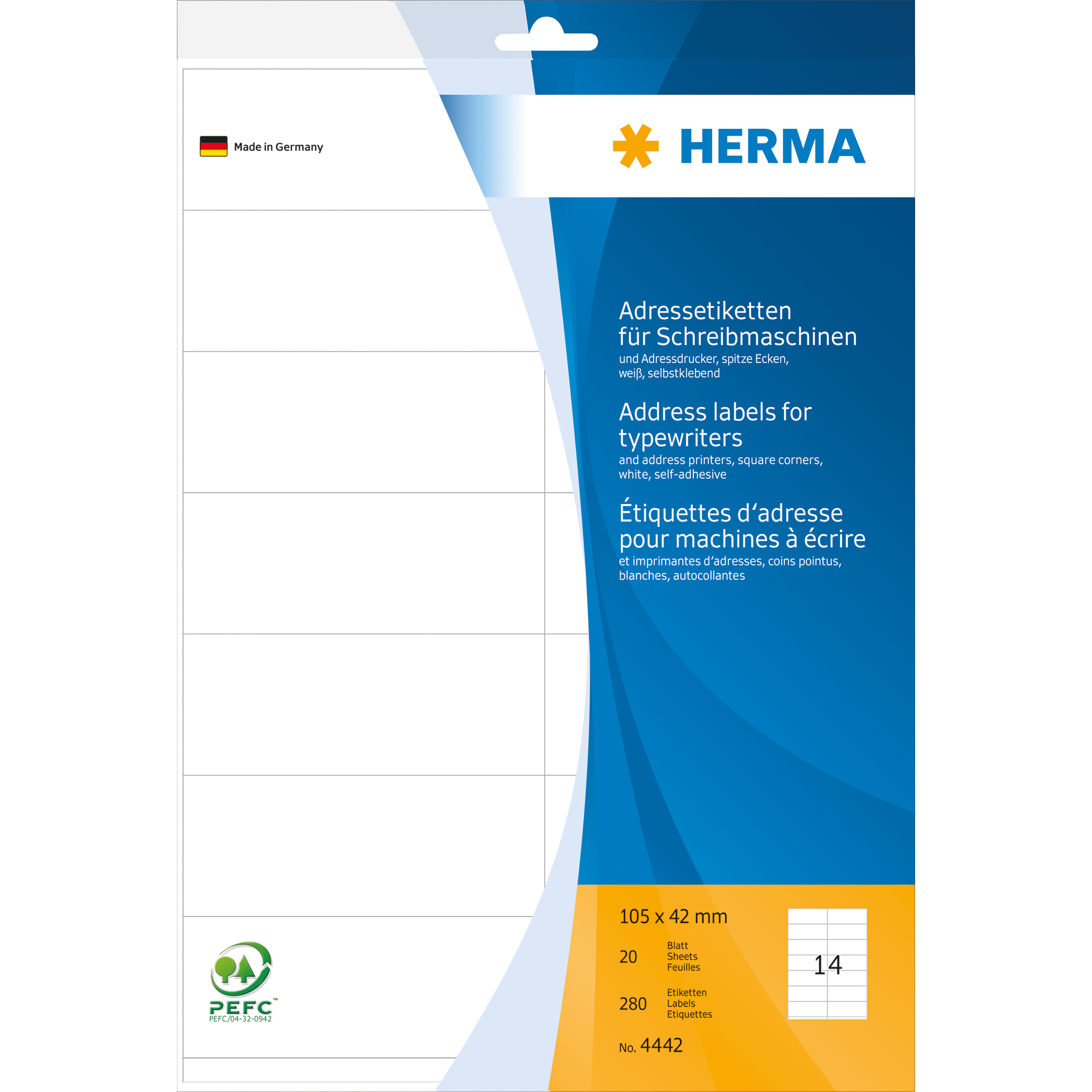 HERMA Adressetikett 105 x 42 mm, weiß