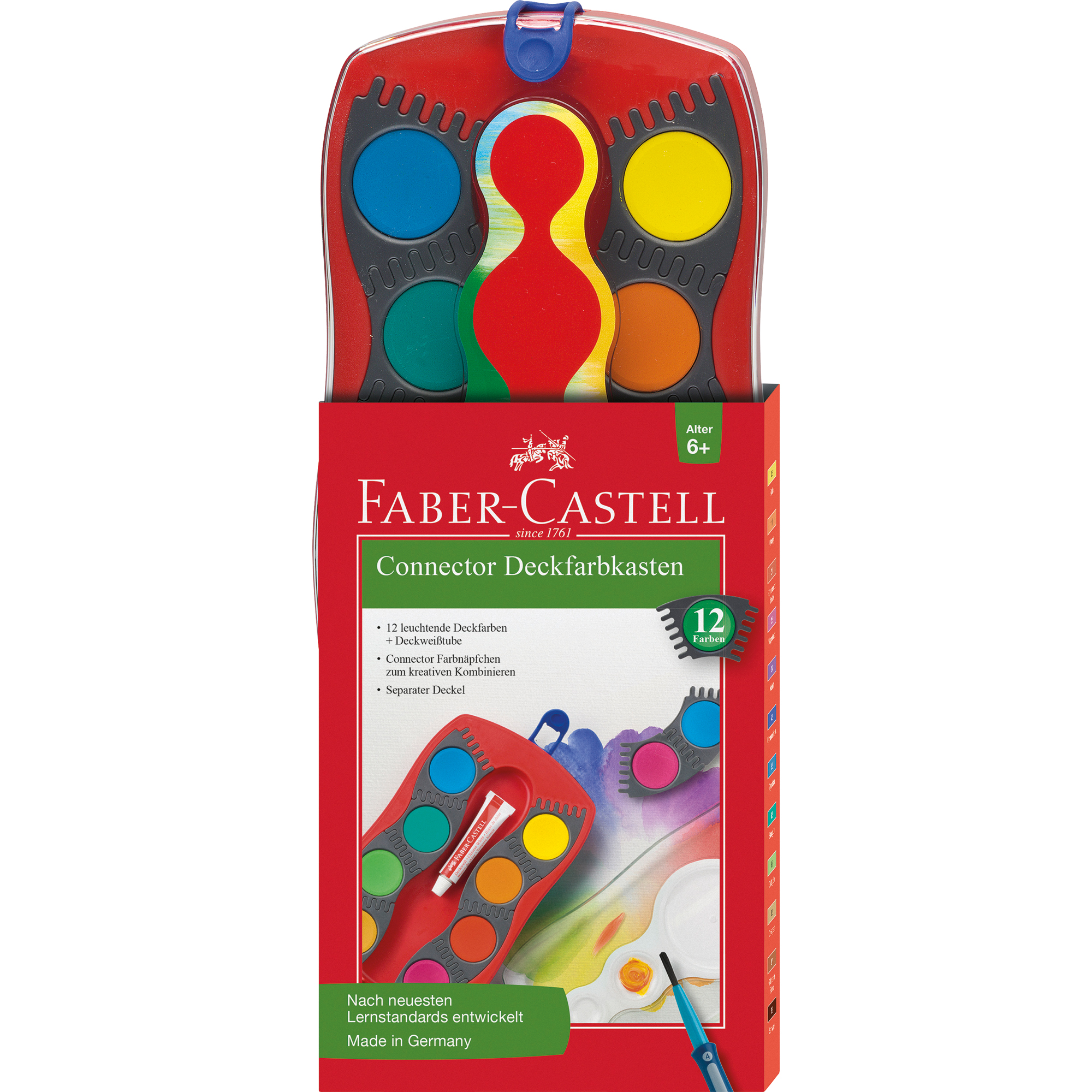 Faber-Castell Farbkasten CONNECTOR 12 Farben rot