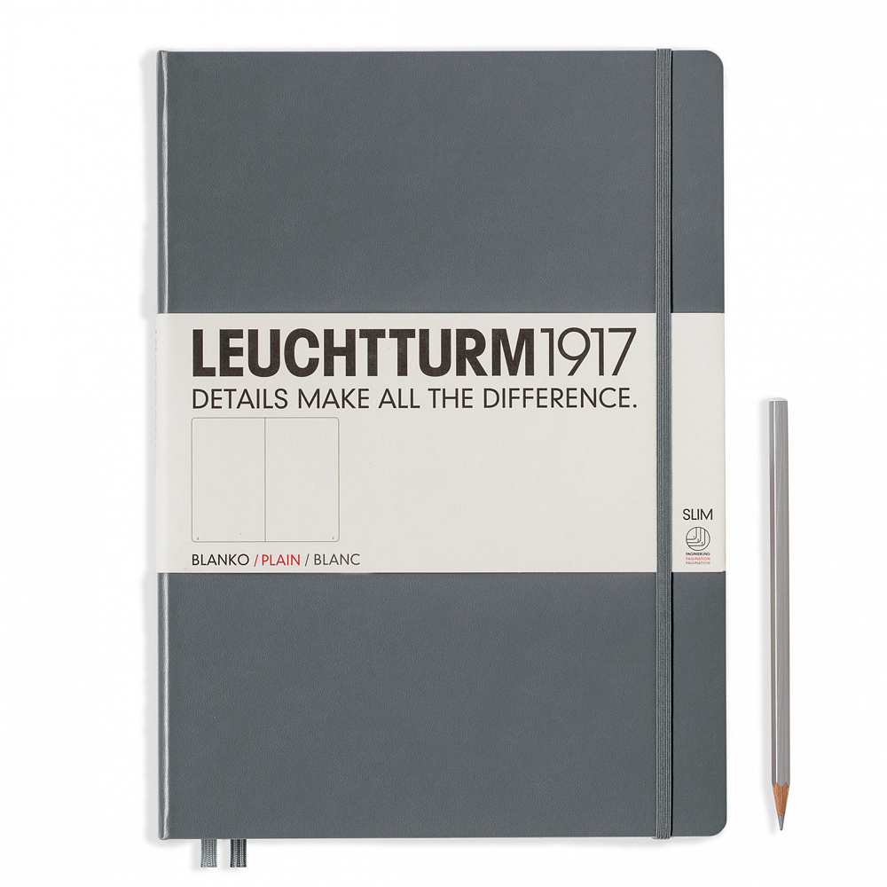 Leuchtturm Notizbuch Master Slim A4+ in anthrazit, blanco