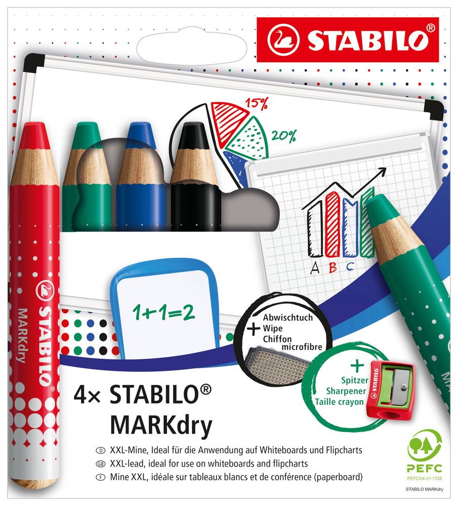 STABILO® Whiteboardmarker MARKdry 4er Etui